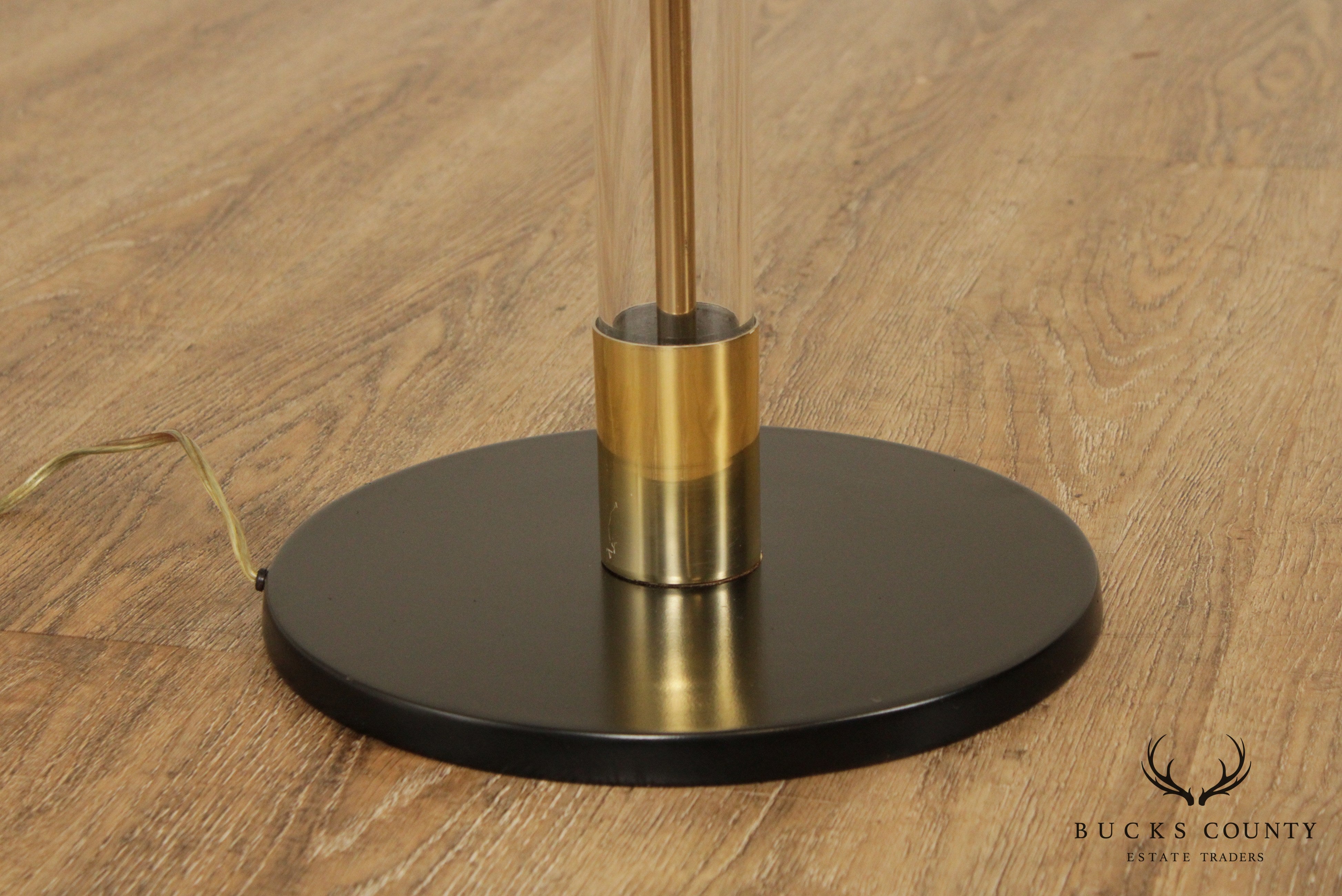 Industrial Style Glass & Brass Floor Lamp