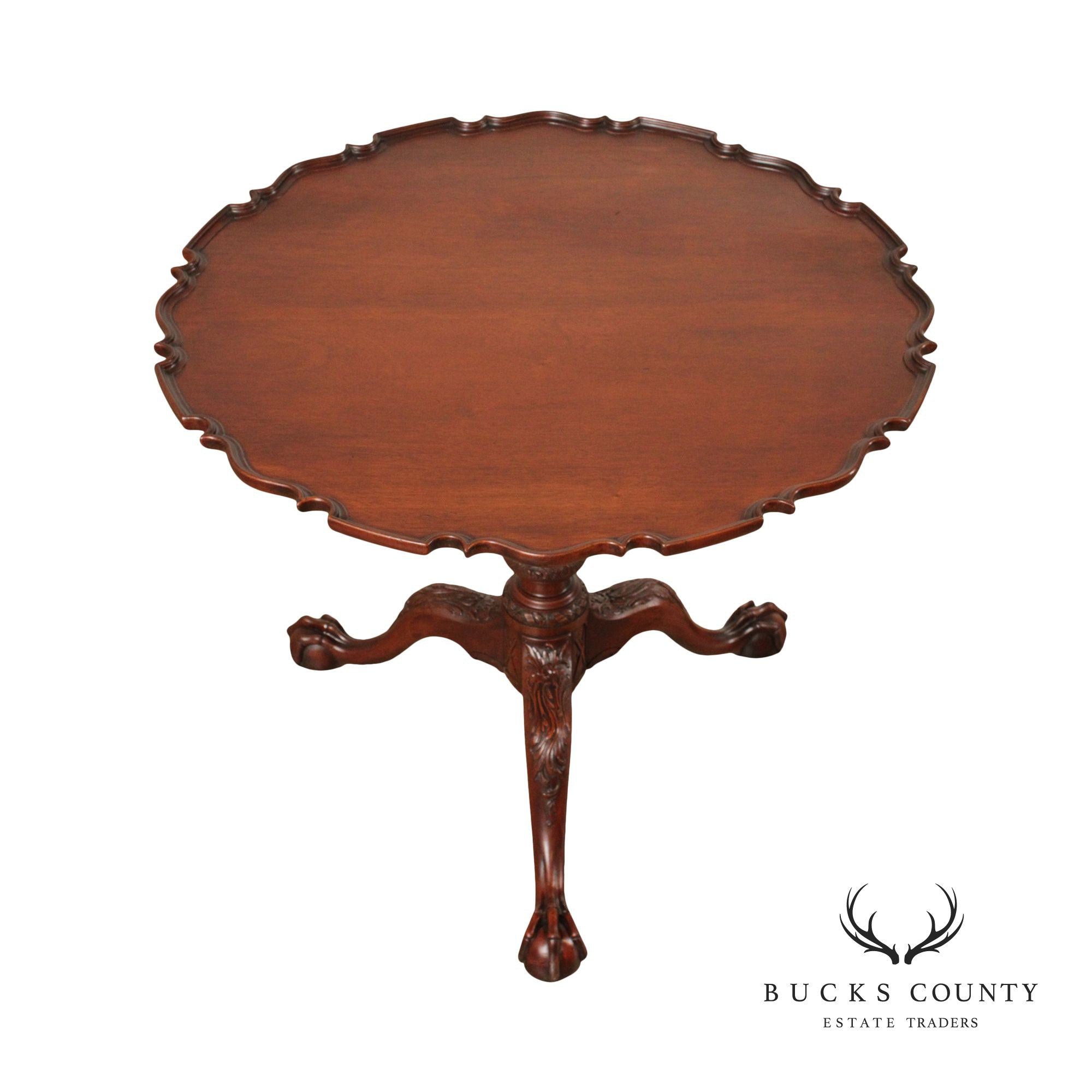 Chippendale Style Custom Mahogany Pie Crust Tilt-Top Table