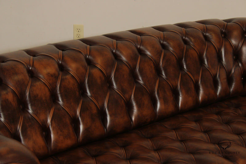English Style Tufted Leather Chesterfield Sofa