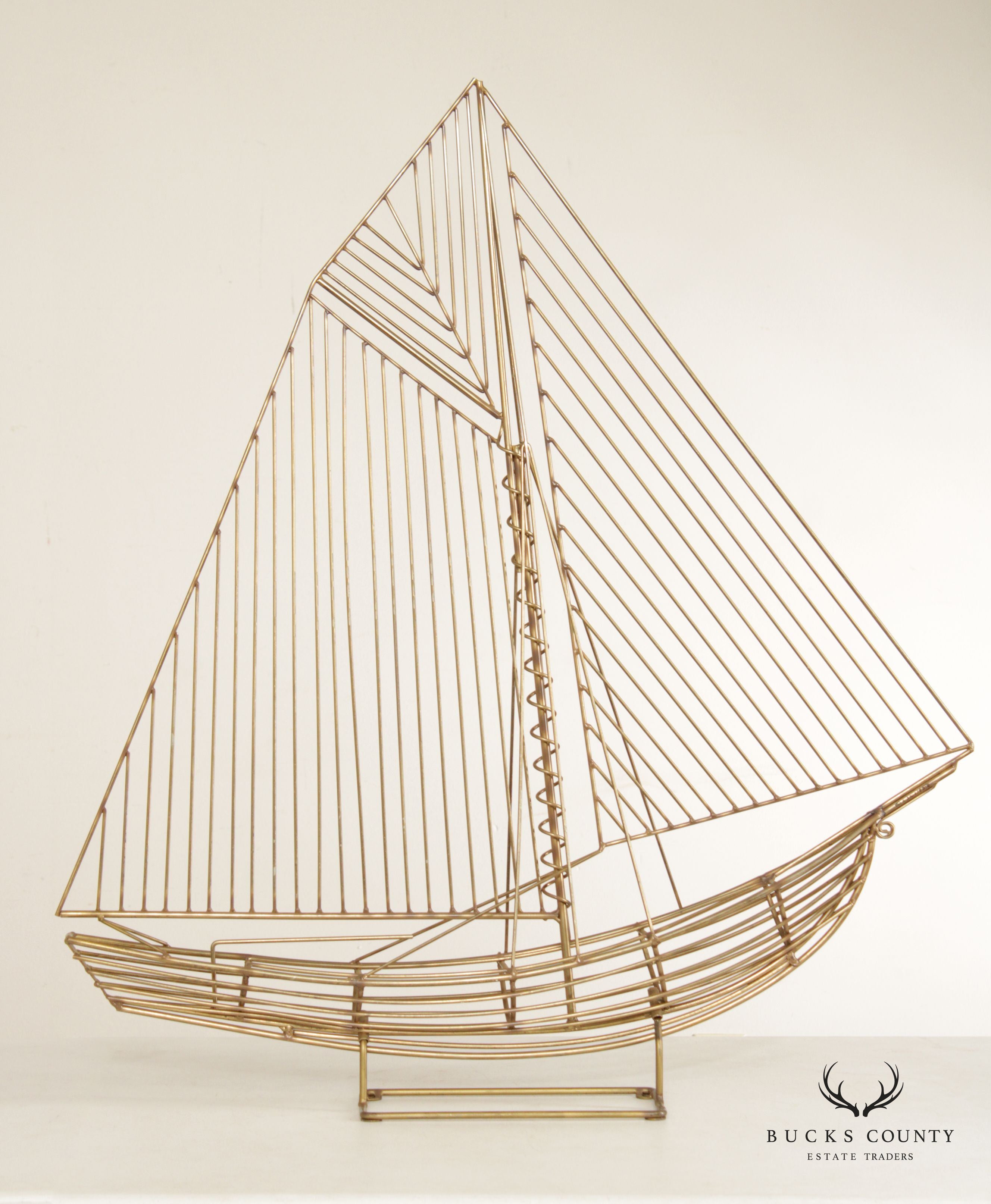 Curtis Jere 1970s Metal Sailboat Ship Sculpture