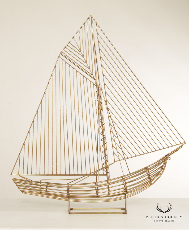 Curtis Jere Free Standing Metal Wire Sailboat Ship Sculpture 1982 –  Acanthus Antiques