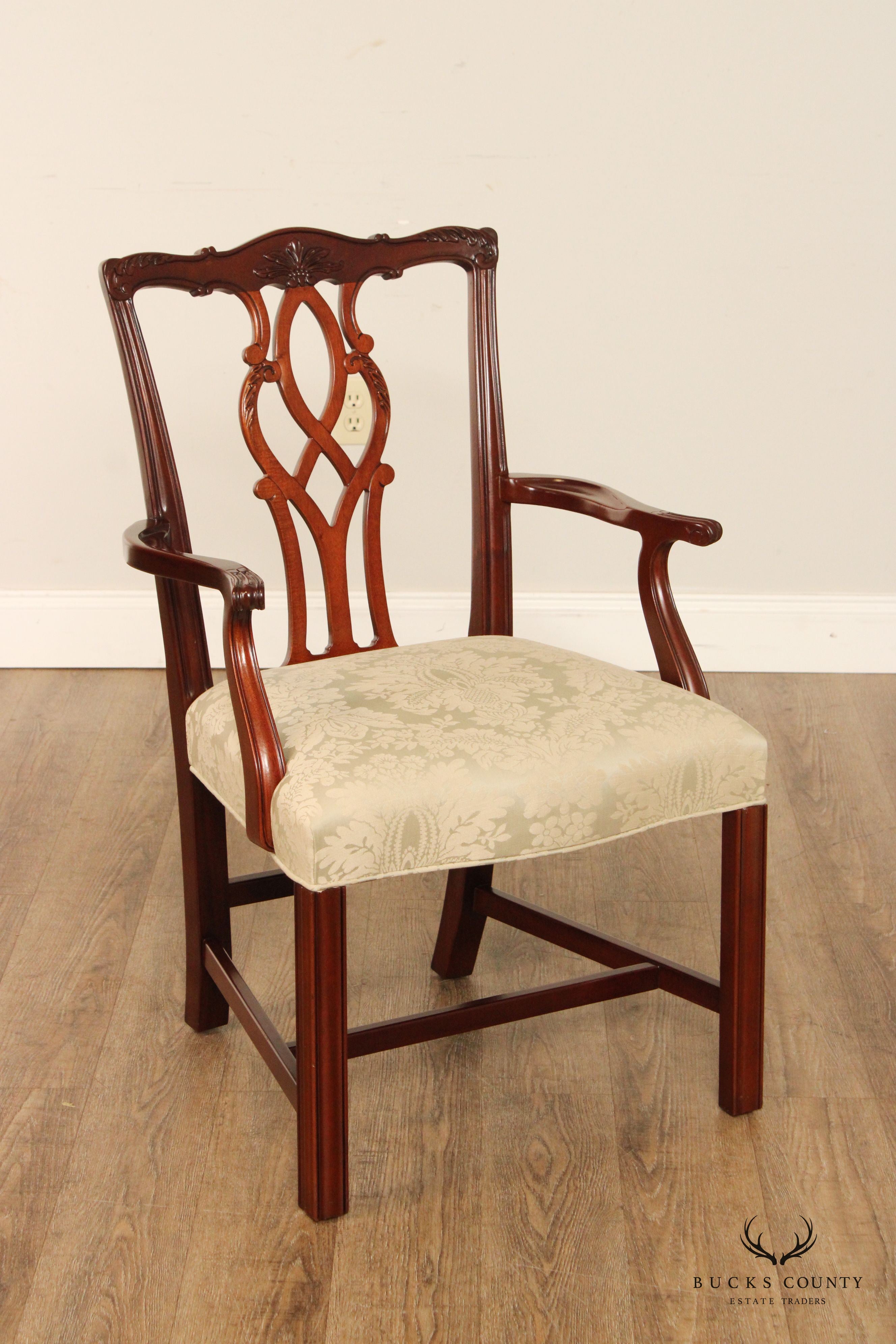 Kindel Chippendale Style Set Six Mahogany Dining Chairs