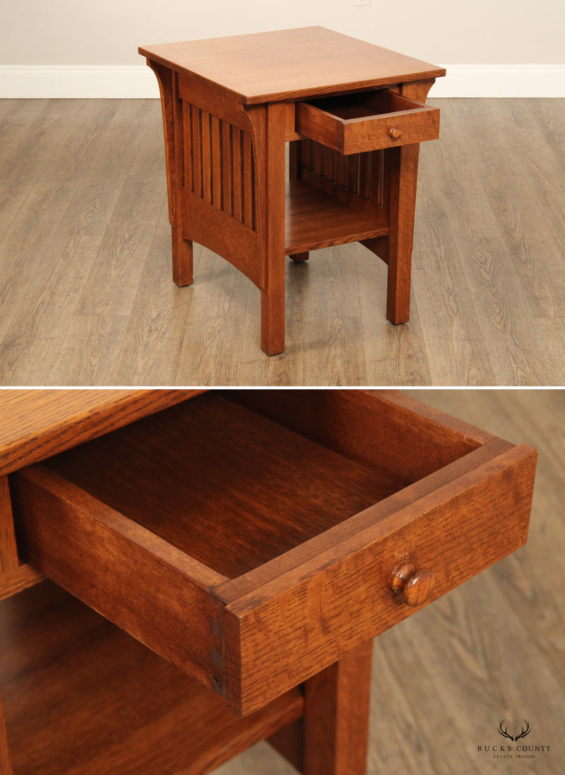 Mission Style Solid Oak Custom Quality Pair Of Side Tables
