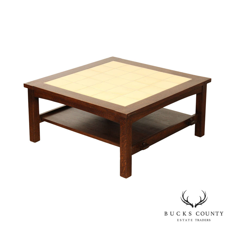 Stickley Mission Collection Oak Tile Top Cocktail Table Bucks County