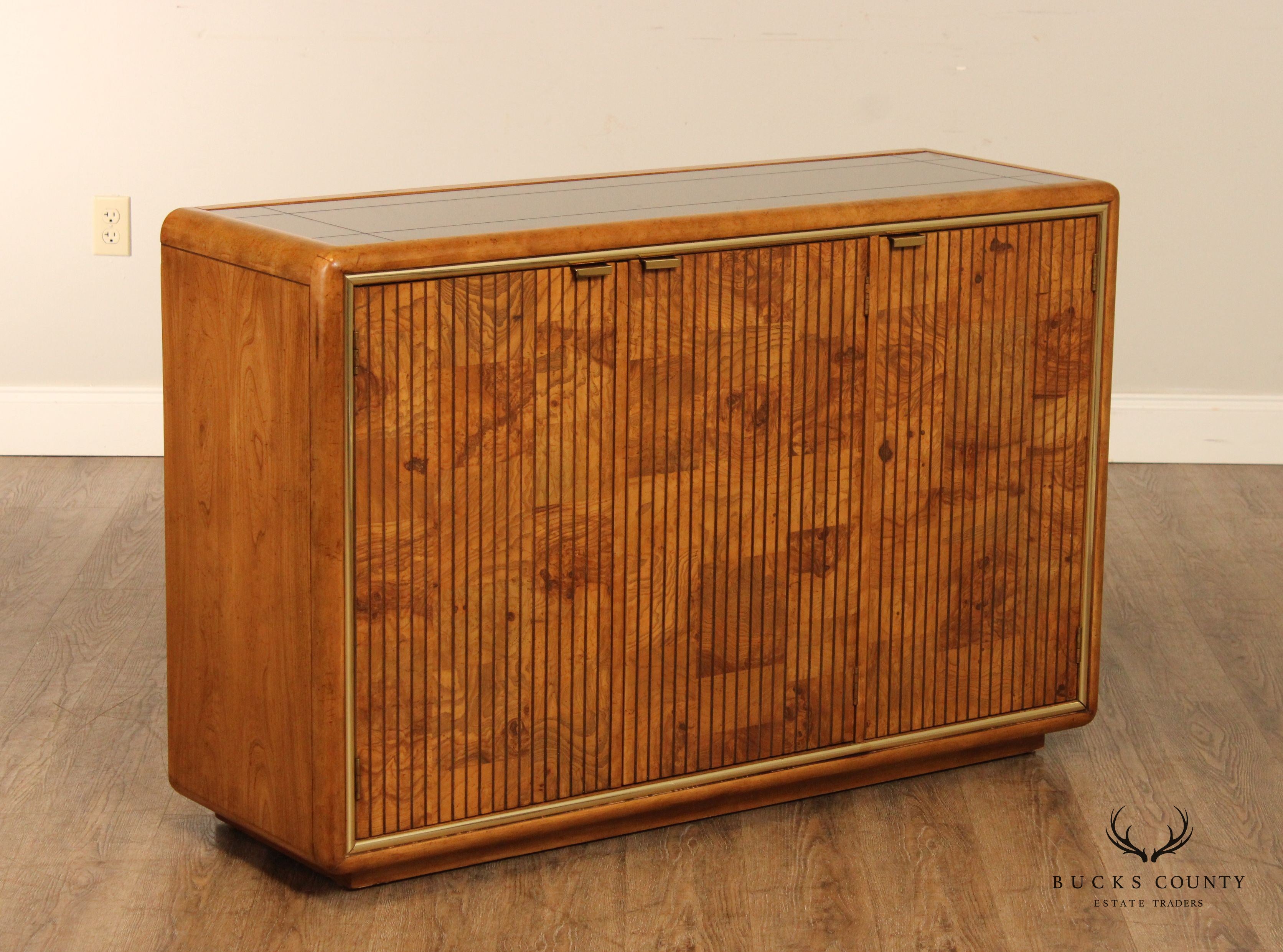 American of Martinsville Mid Century Modern Burl Elm Server