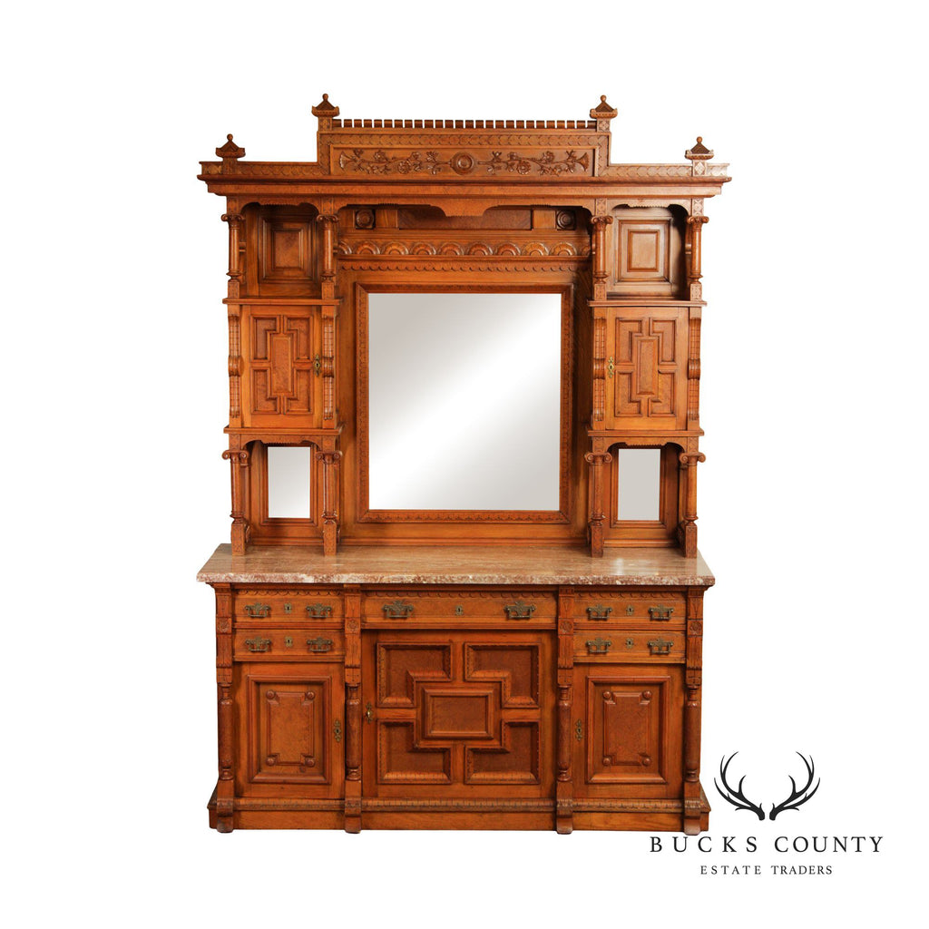 Daniel Pabst Attributed Antique Aesthetic Movement Large Walnut Sidebo –  Bucks County Estate Traders