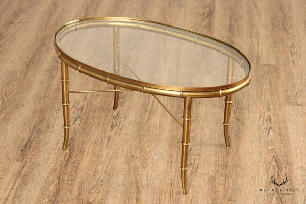 BAKER FURNITURE BRASS AND OVAL GLASS FAUX BAMBOO HOLLYWOOD REGENCY COC –  Bucks County Estate Traders