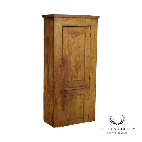 Antique Primitive Painted Pine Large Two-Door Cabinet Cupboard