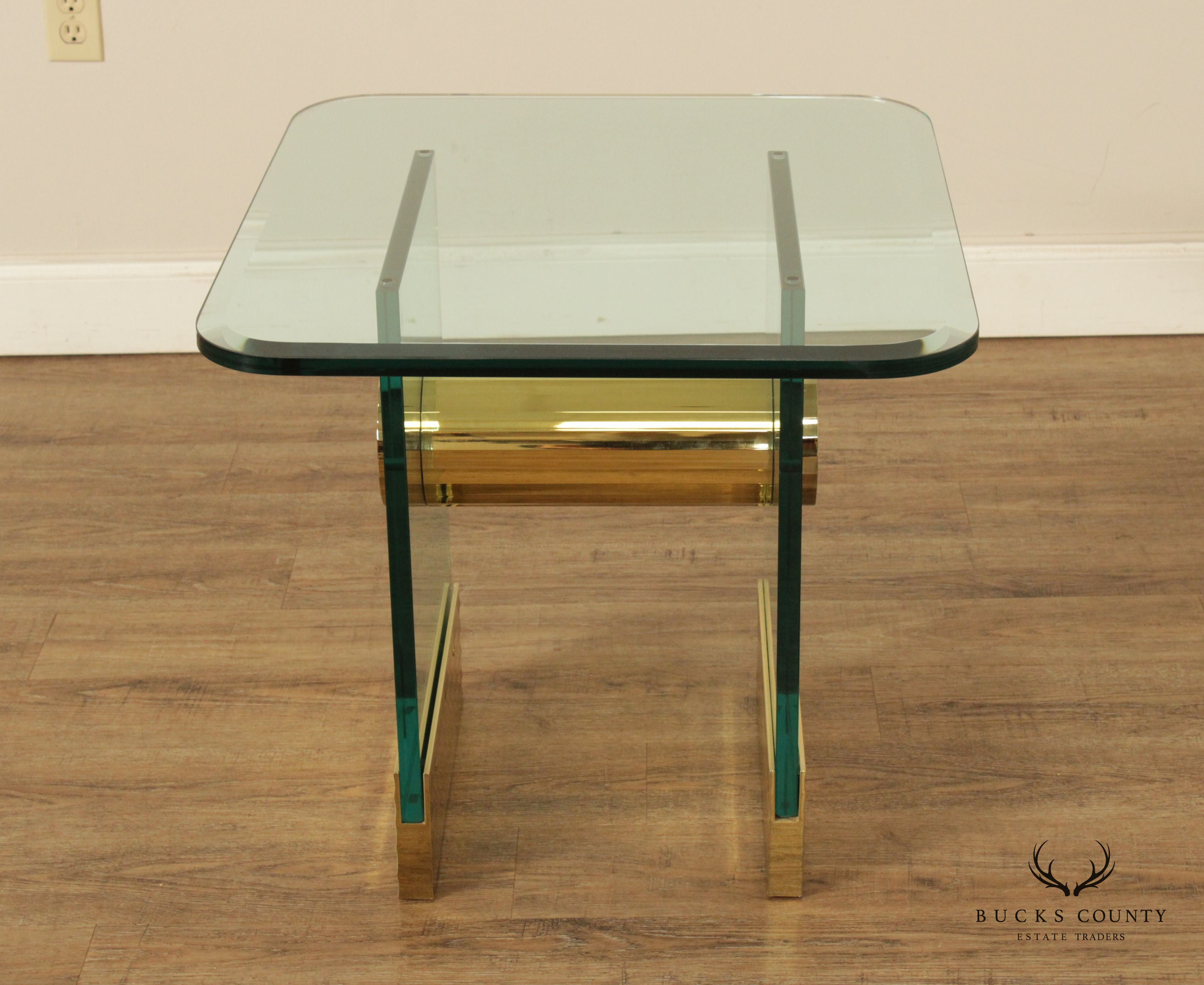 Postmodern Sculptural Brass and Glass Side Table