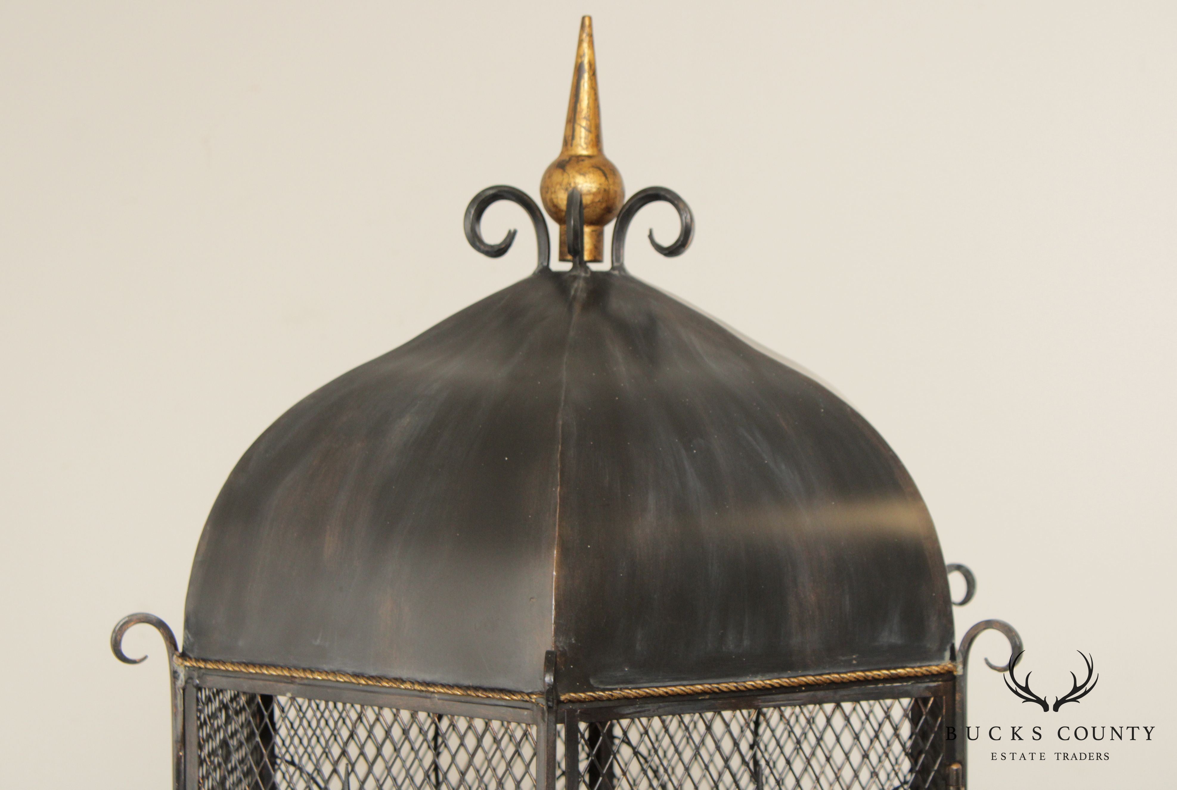 Ornate Wrought Iron Birdcage on Stand