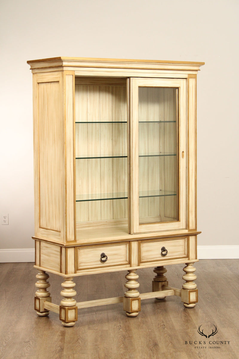 Harden Tuscan Style Paint Decorated Sliding Door China Display Cabinet