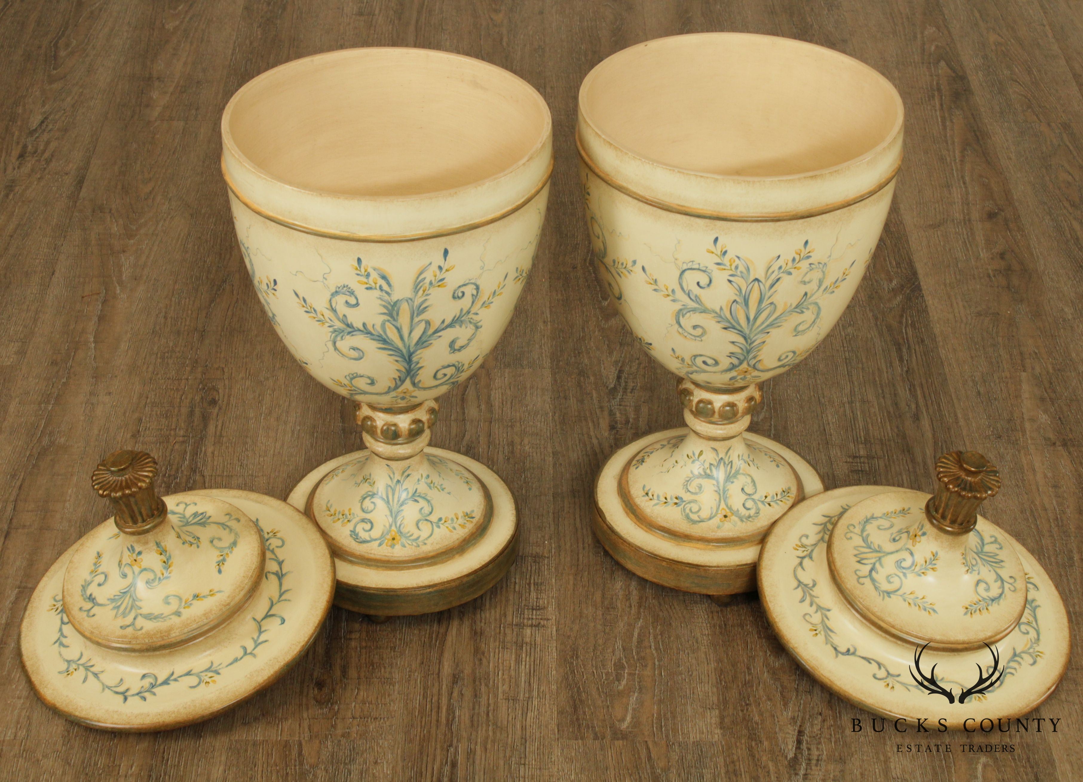 Sarried, LTD. Hand Painted Pair Decorative Lidded Vases