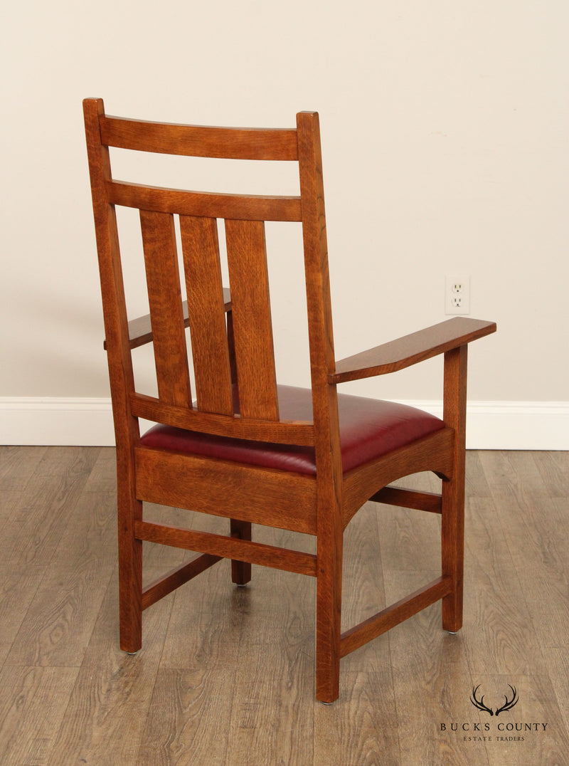 STICKLEY MISSION COLLECTION HARVEY ELLIS SET OF FOUR OAK DINING CHAIRS
