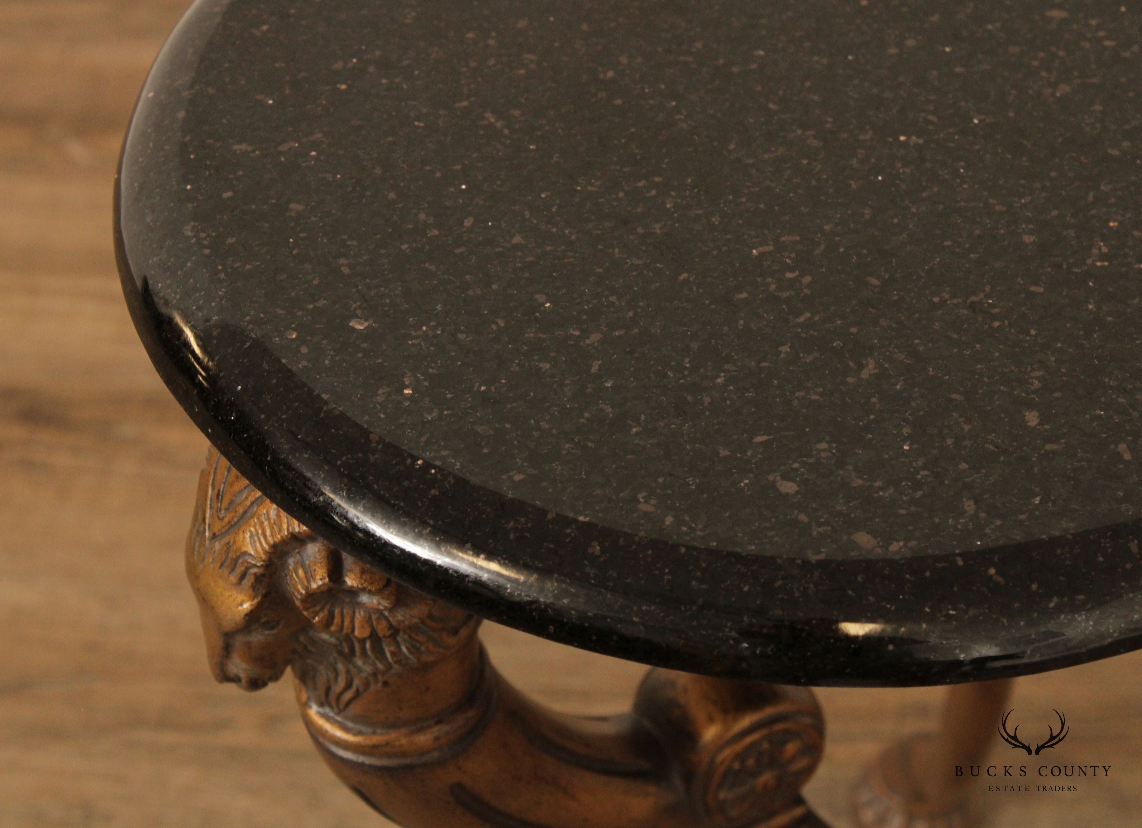 Neoclassical Revival Style Rams' Head Granite Top Occasional Table