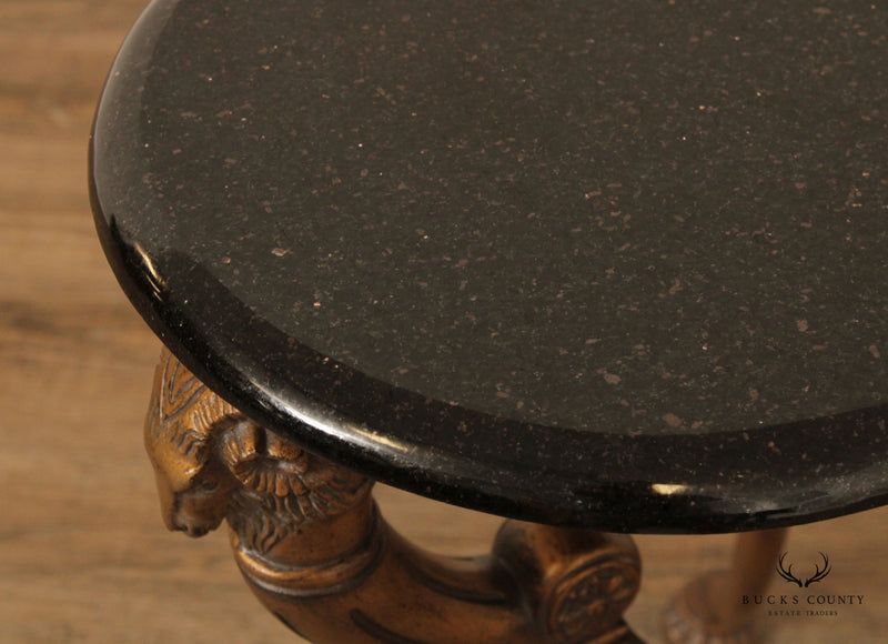 Neoclassical Revival Style Rams' Head Granite Top Occasional Table