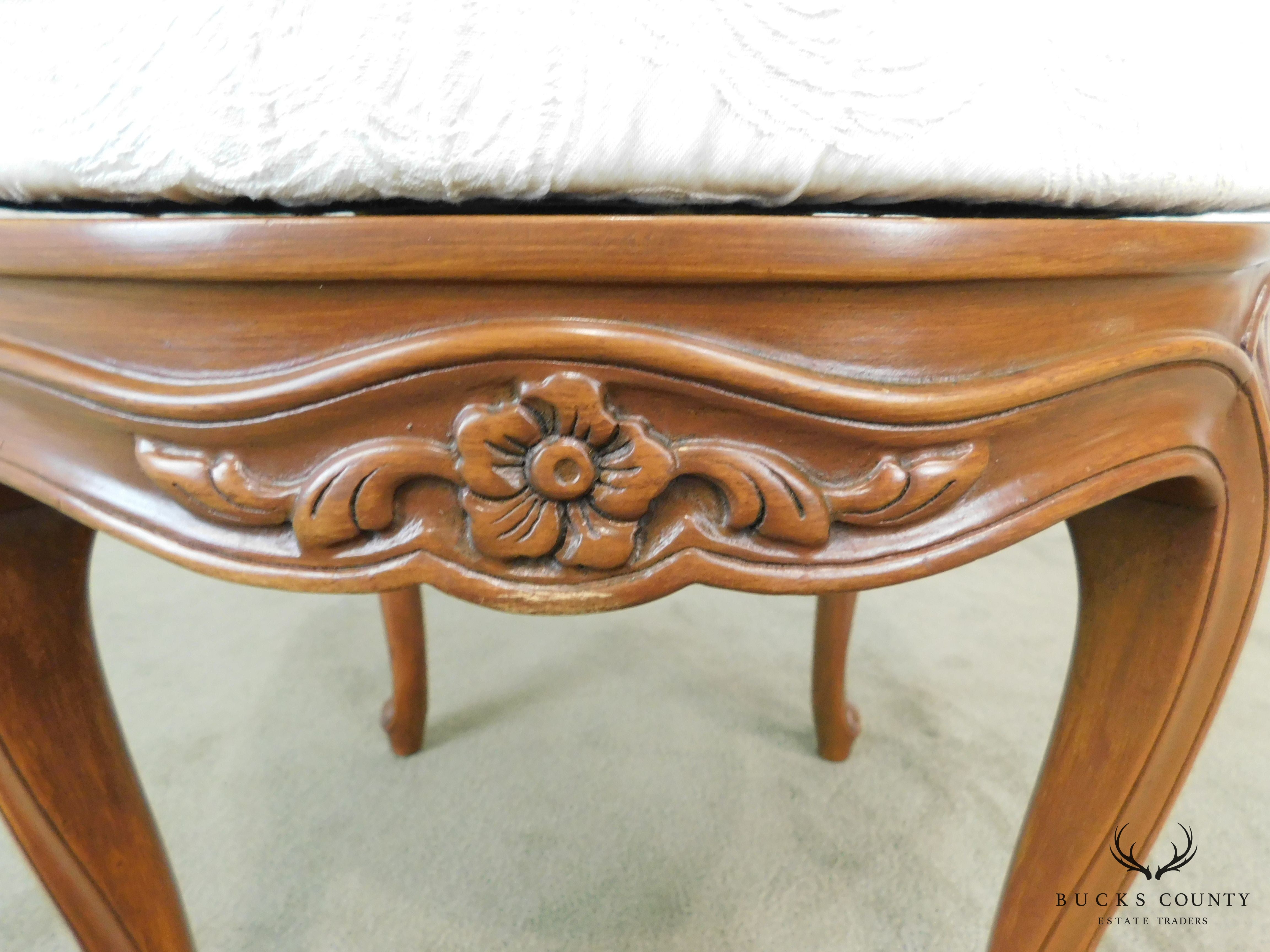 French Louis XV Style Vintage Fruitwood Revolving Stool