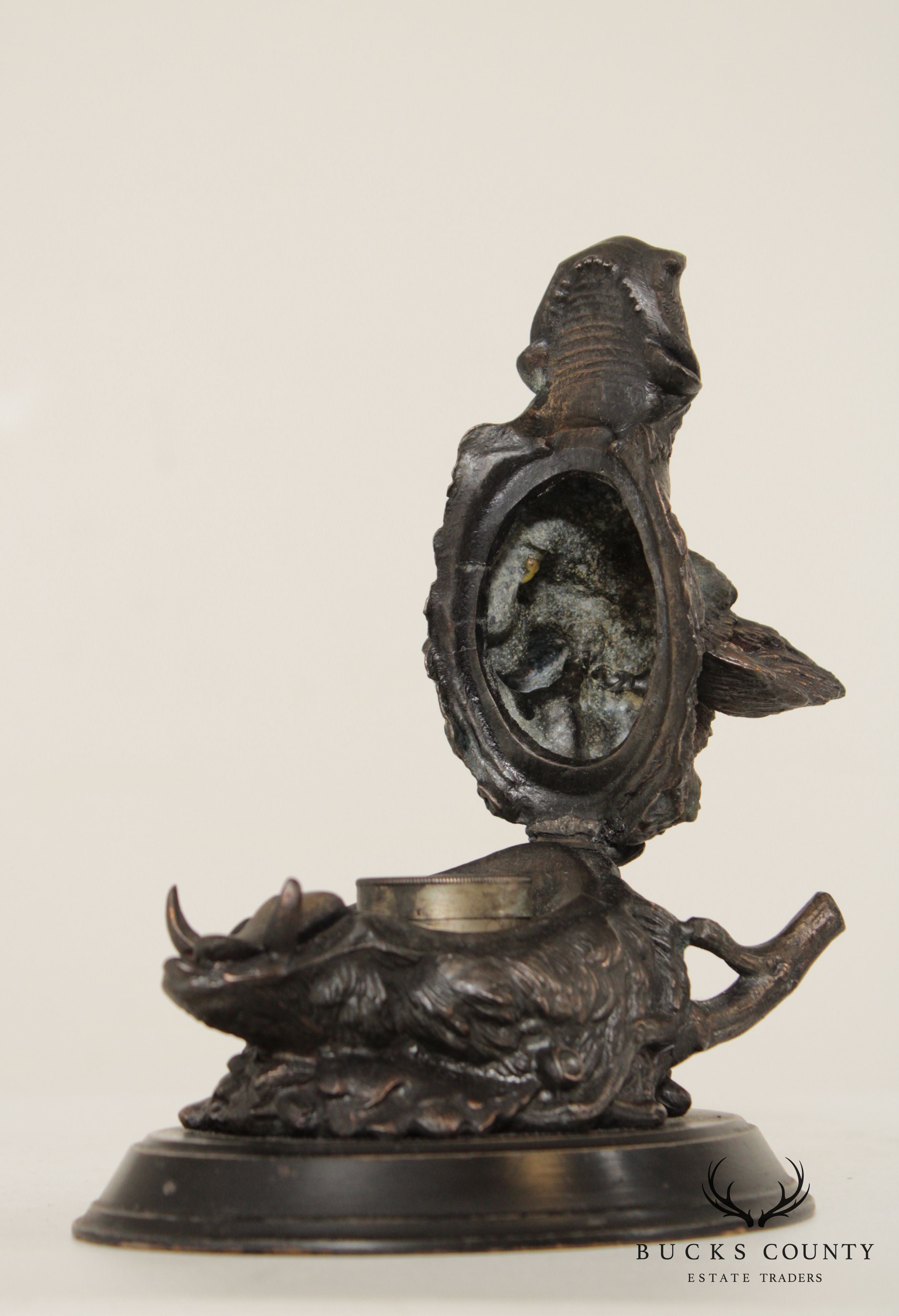 Antique French Boar's Head Inkwell