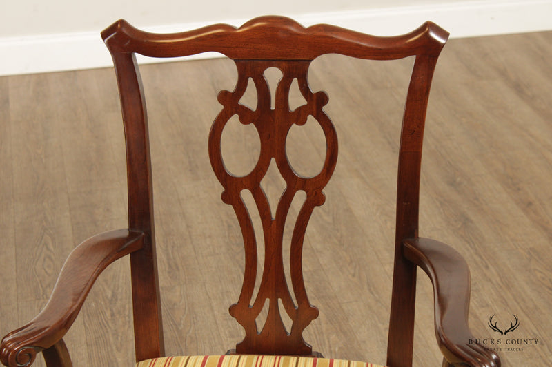 Ethan Allen Georgian Court Chippendale Style Set Six Cherry Dining Chairs
