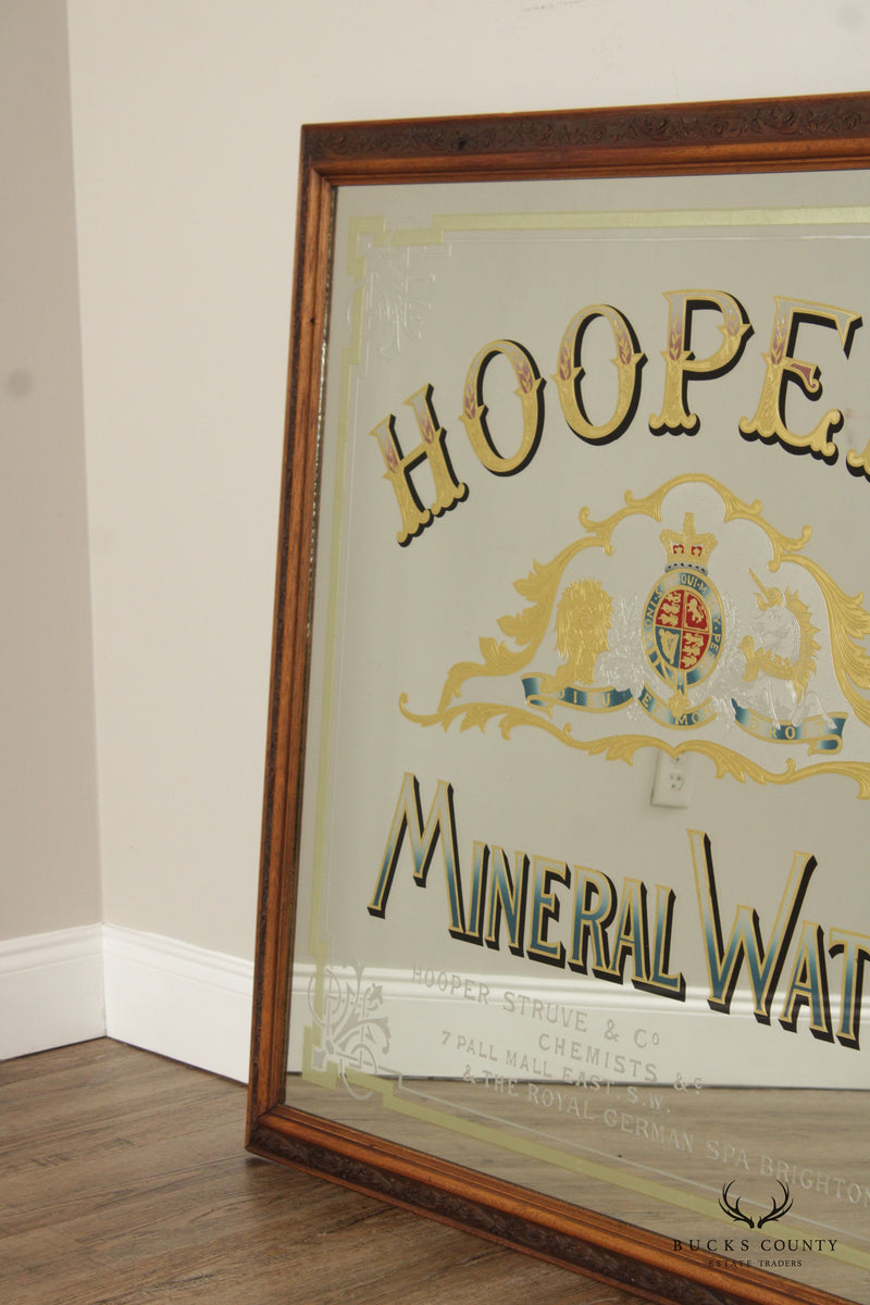 HOOPER'S MINERAL WATERS PUB MIRROR, ETCHED AND REVERSE PAINTED