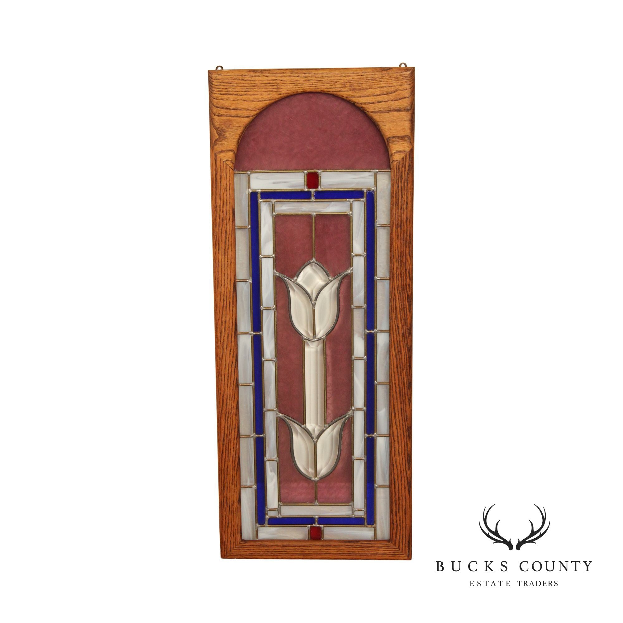 Arts and Crafts Style Stained Glass Transom Window