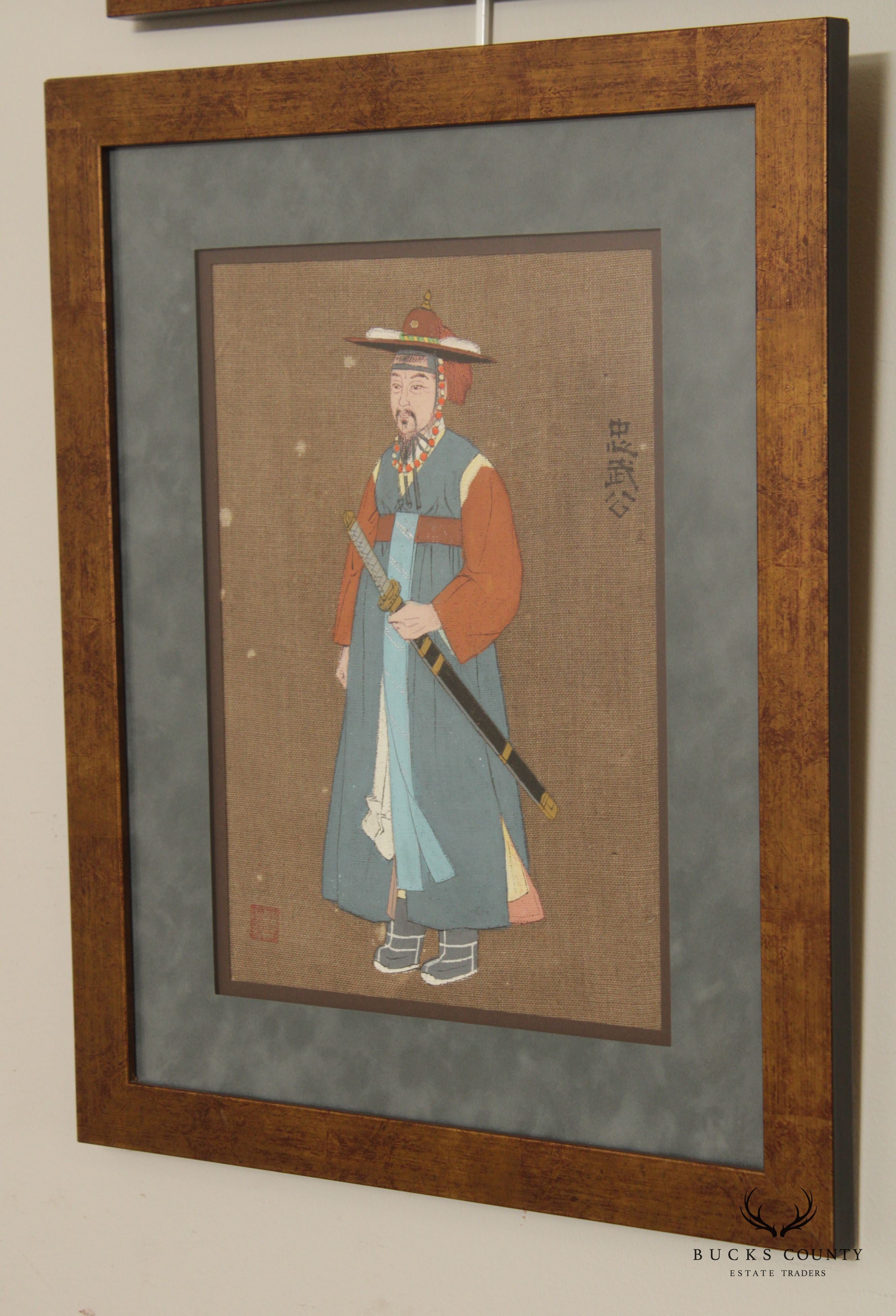 Vintage Chinese Ancestral Portraits Set of 4 Paintings