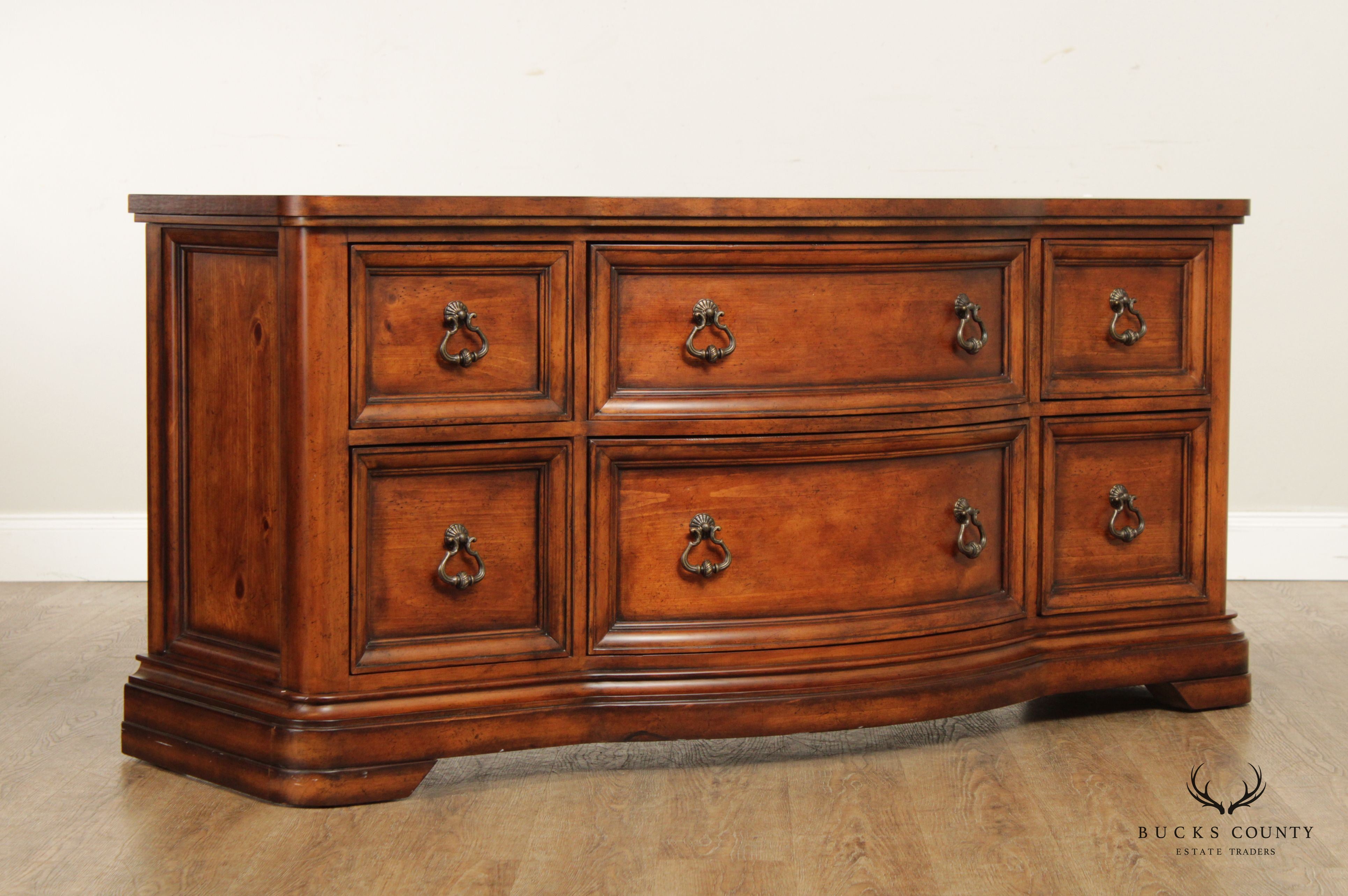 Tuscan Style Serpentine Six-Drawer Dresser