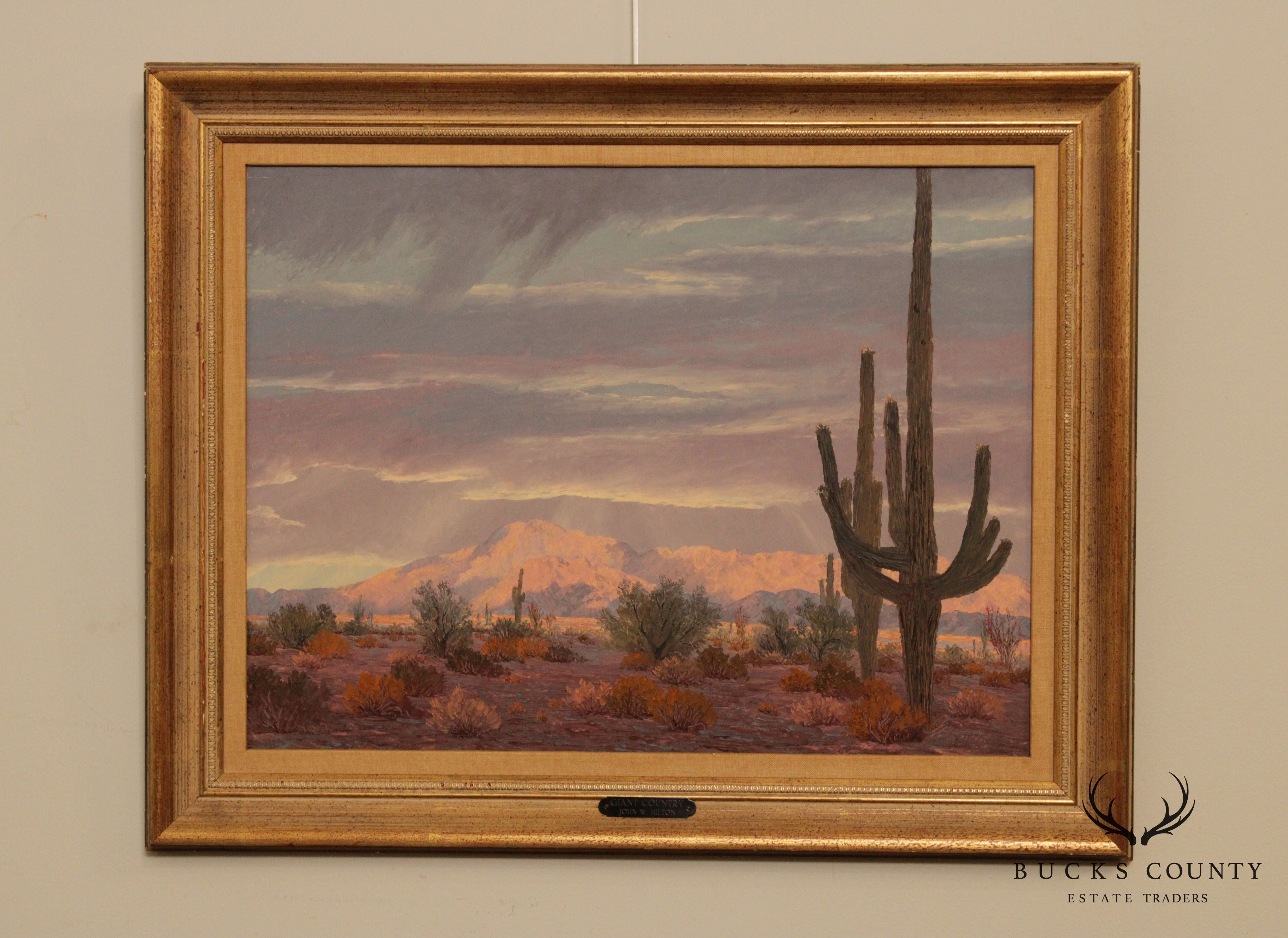 John W. Hilton 'Giant Country' Original Oil Painting California Desert Landscape