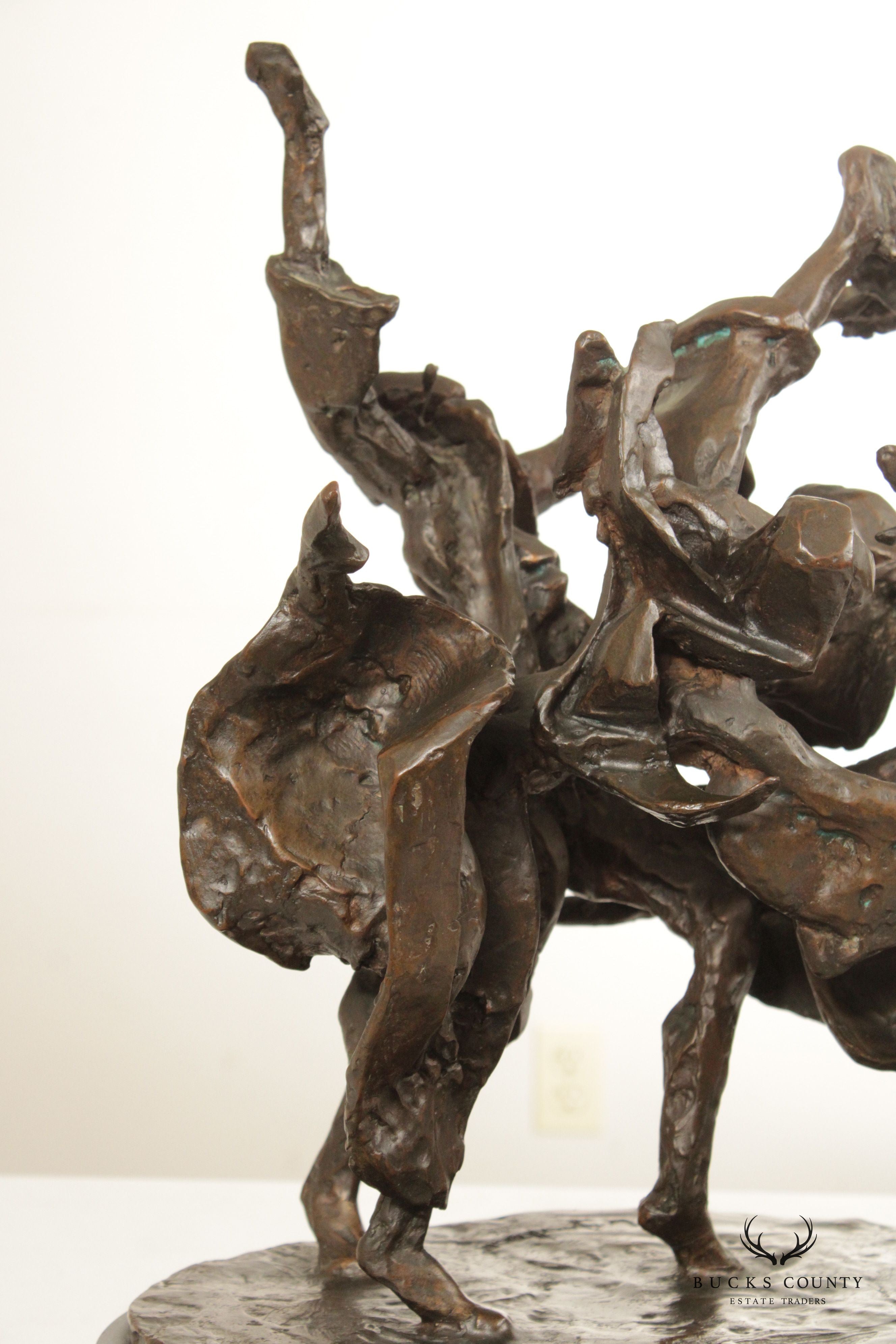 Laura Goodman Abstract Dancing Figures Bronze Sculpture