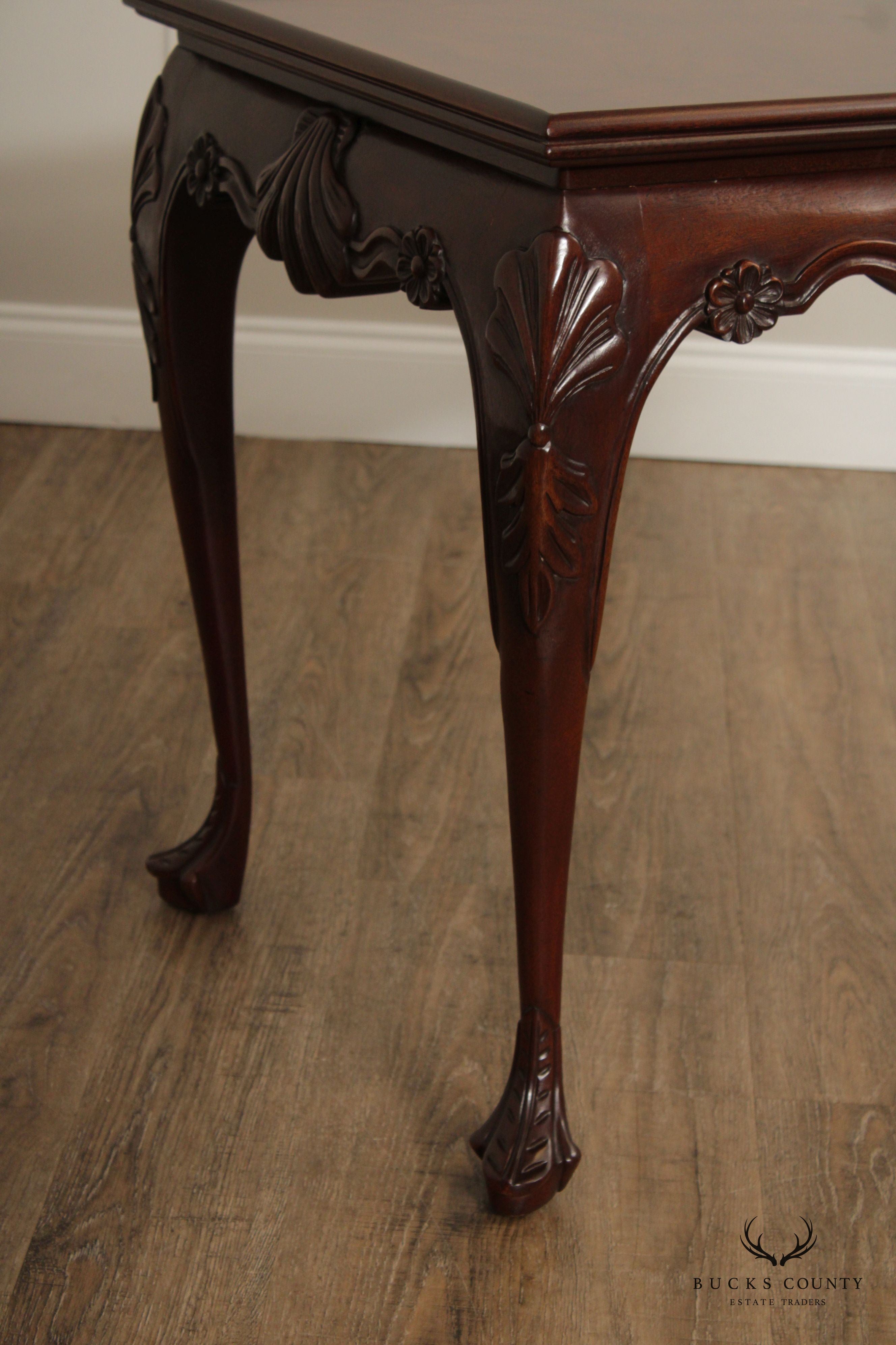 Baker Stately Homes Collection Irish Georgian Carved Mahogany Tea Table