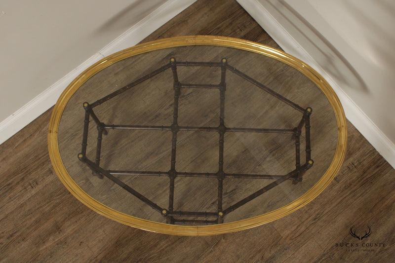 Hollywood Regency Brass Oval Faux Bamboo Serving Tray, Made in India For  Sale at 1stDibs