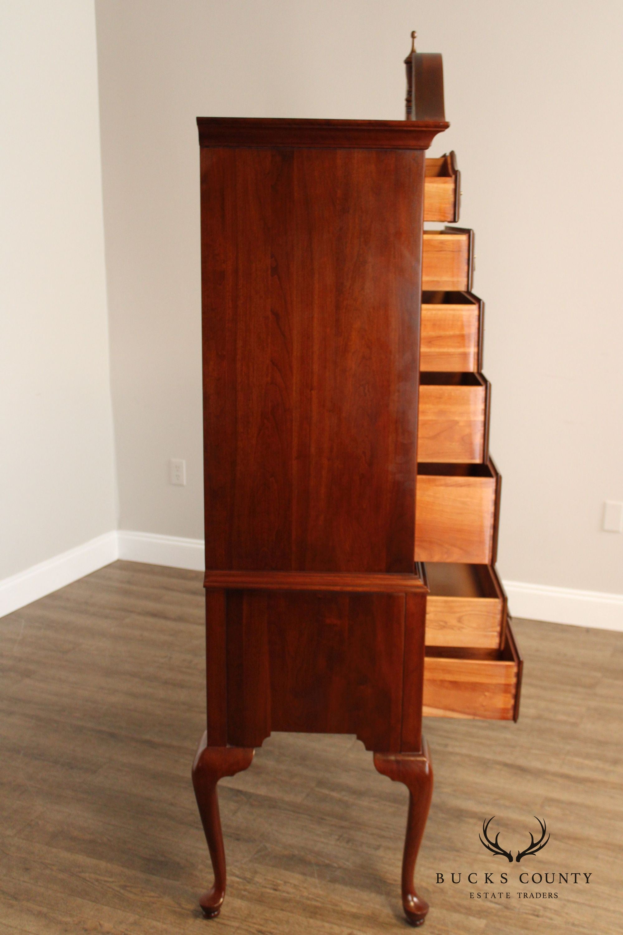 Knob Creek Queen Anne Style Carved Cherry Highboy Chest