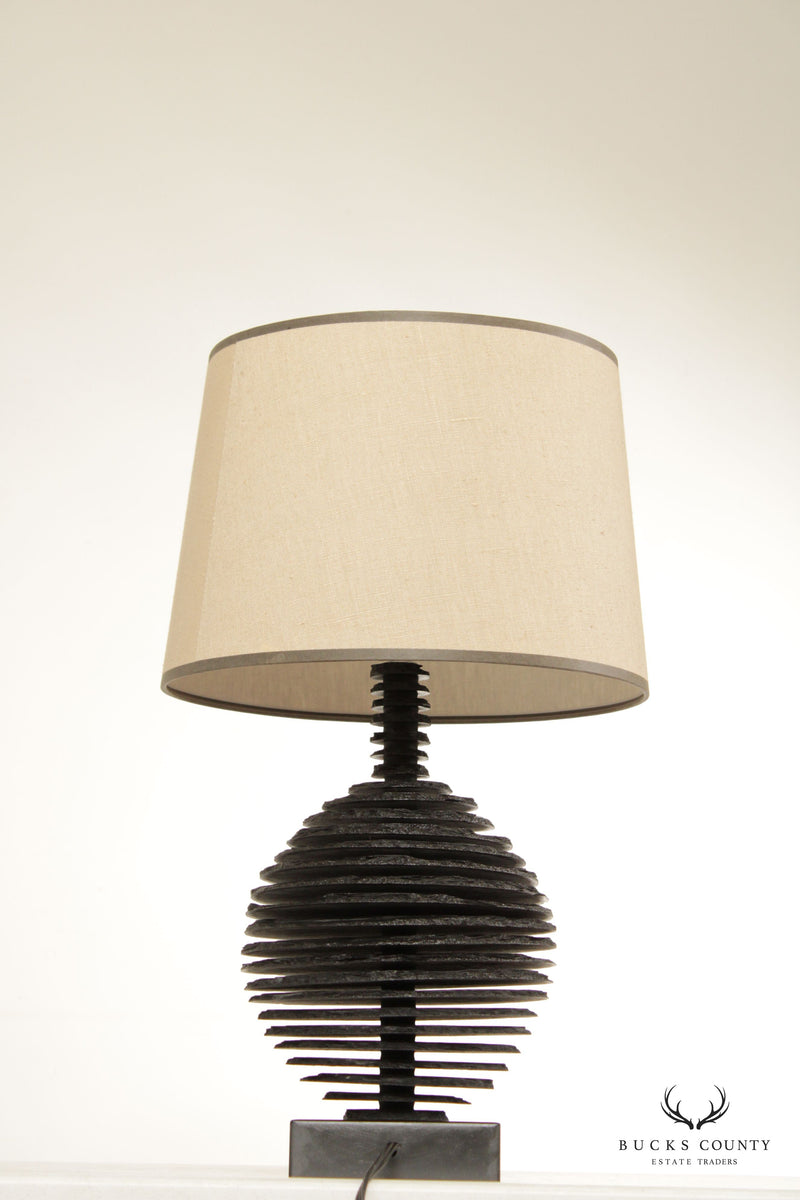 Jeffrey Greene Studio Design Contemporary Style Black Slate Table Lamp with Shade