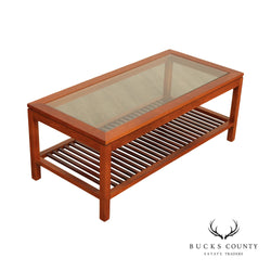 Stickley Furniture Cherry and Glass Two-Tier Cocktail Table