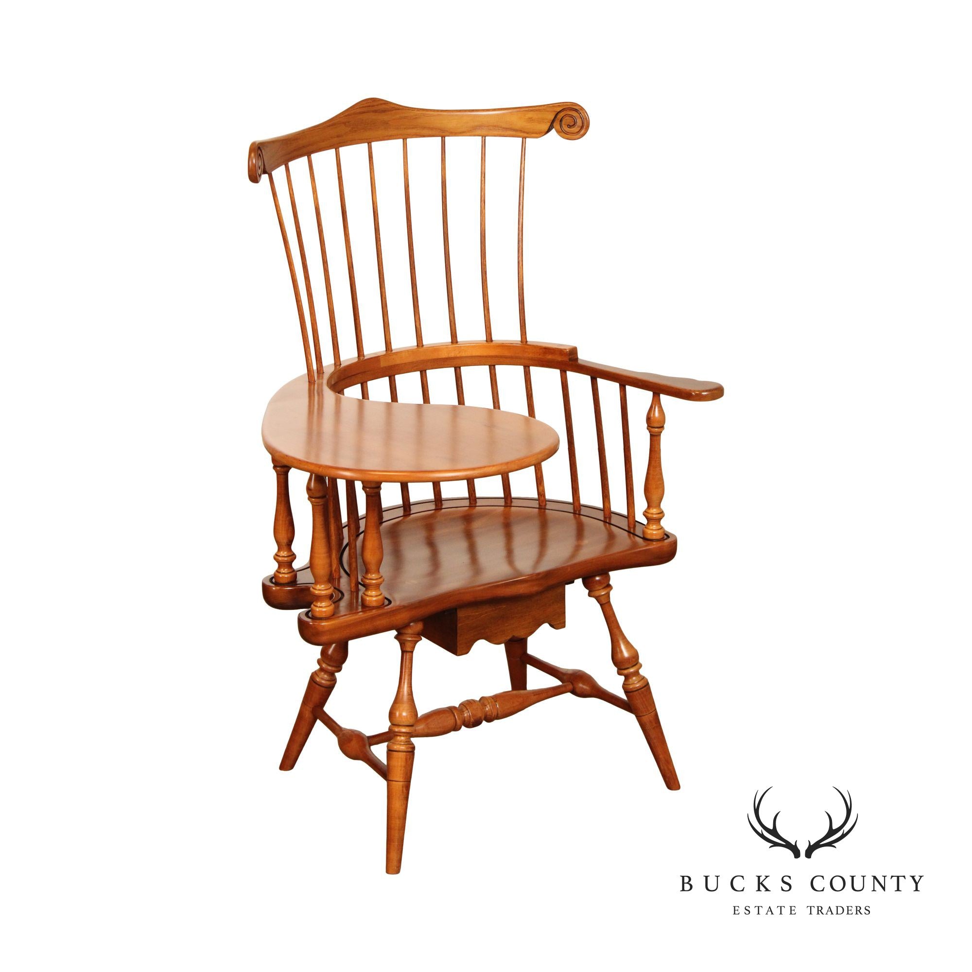 FREDERICK DUCKLOE CHERRY WINDSOR STYLE WRITING ARMCHAIR