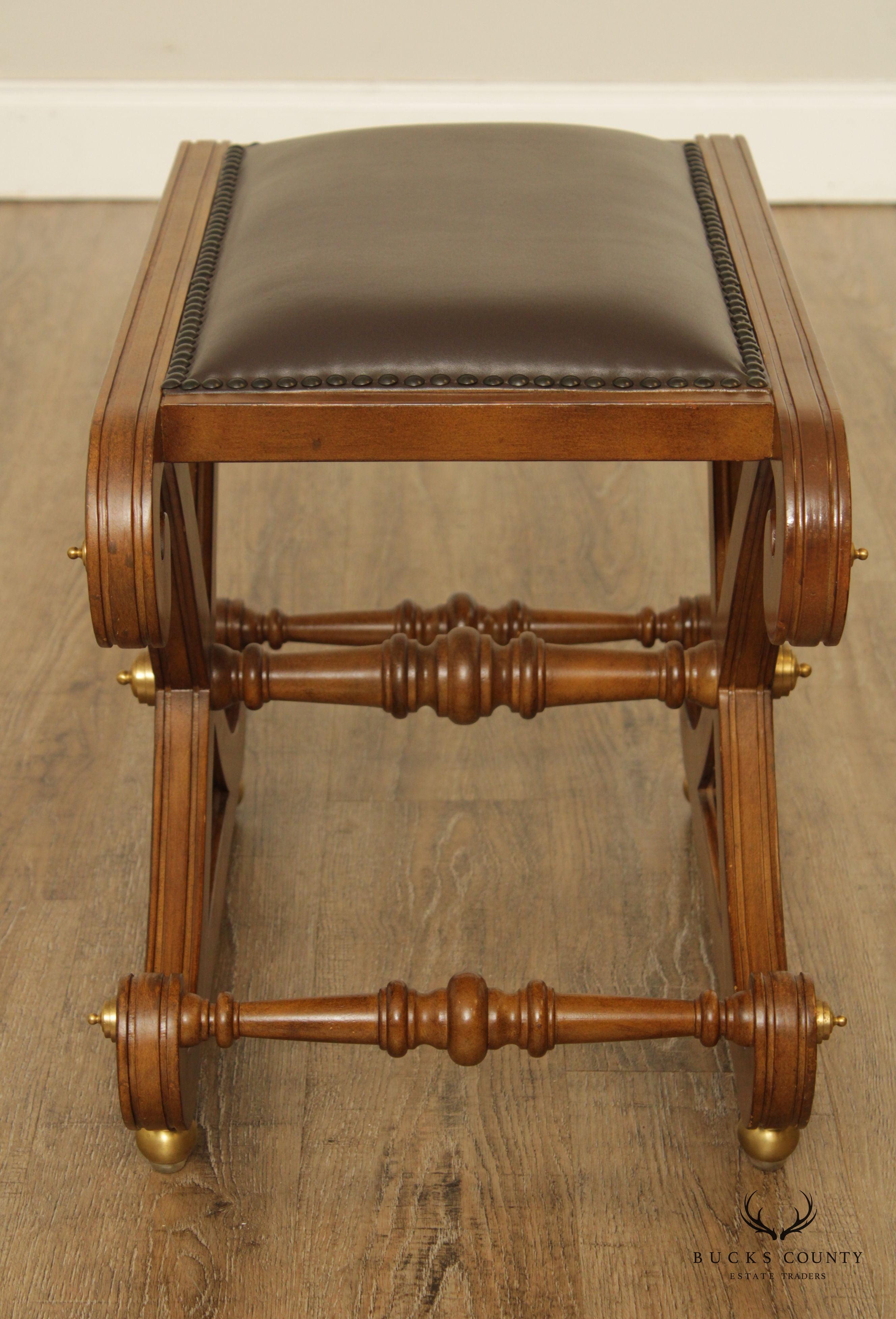 Regency Style Vintage Curved X-Base Stool