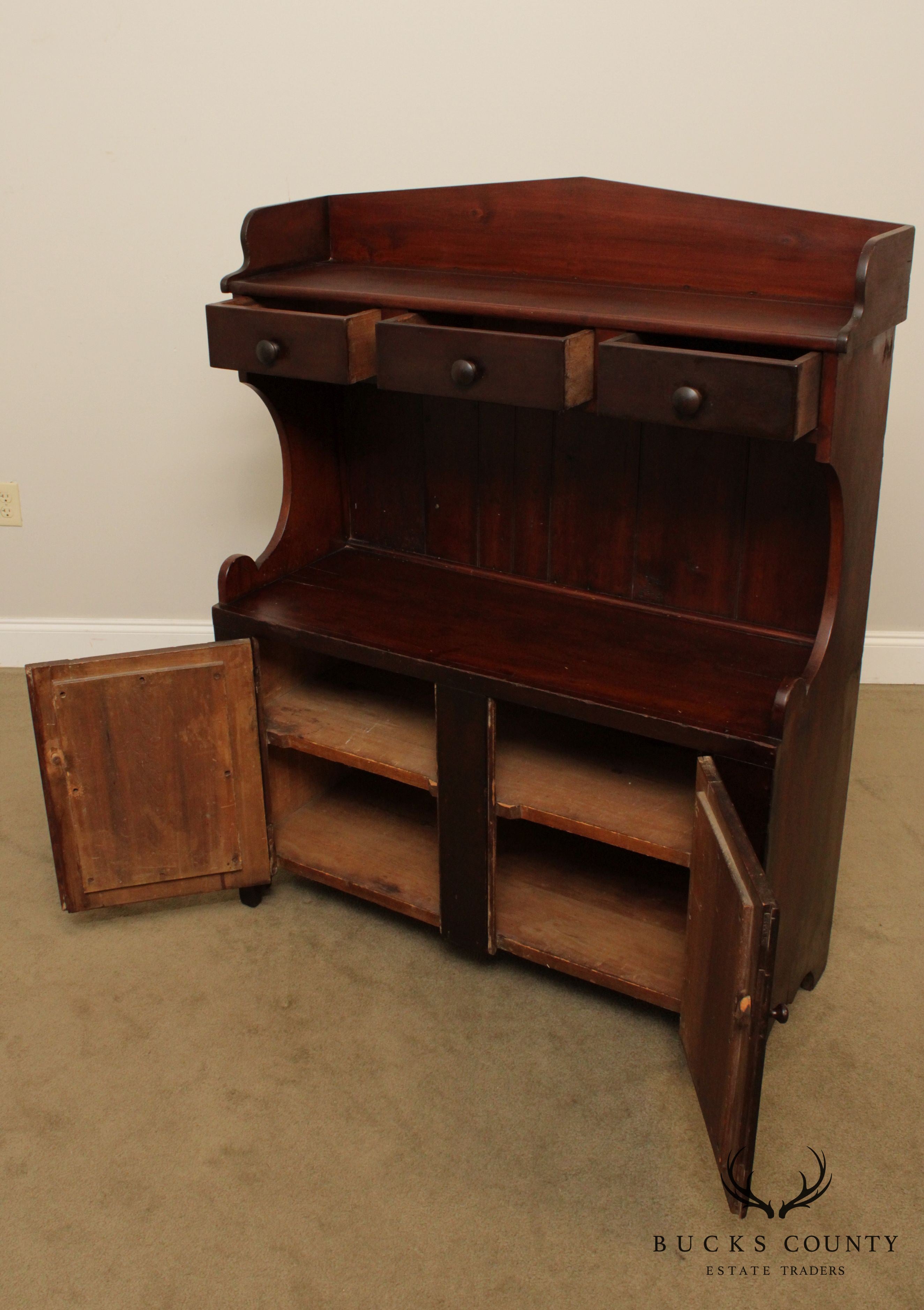 Antique American Pine Bucket Bench