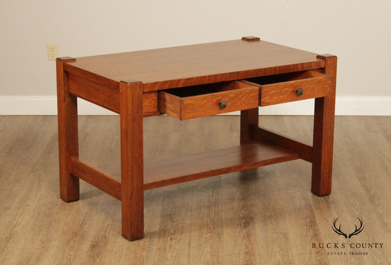 Antique Mission Oak Two Drawer Library Table