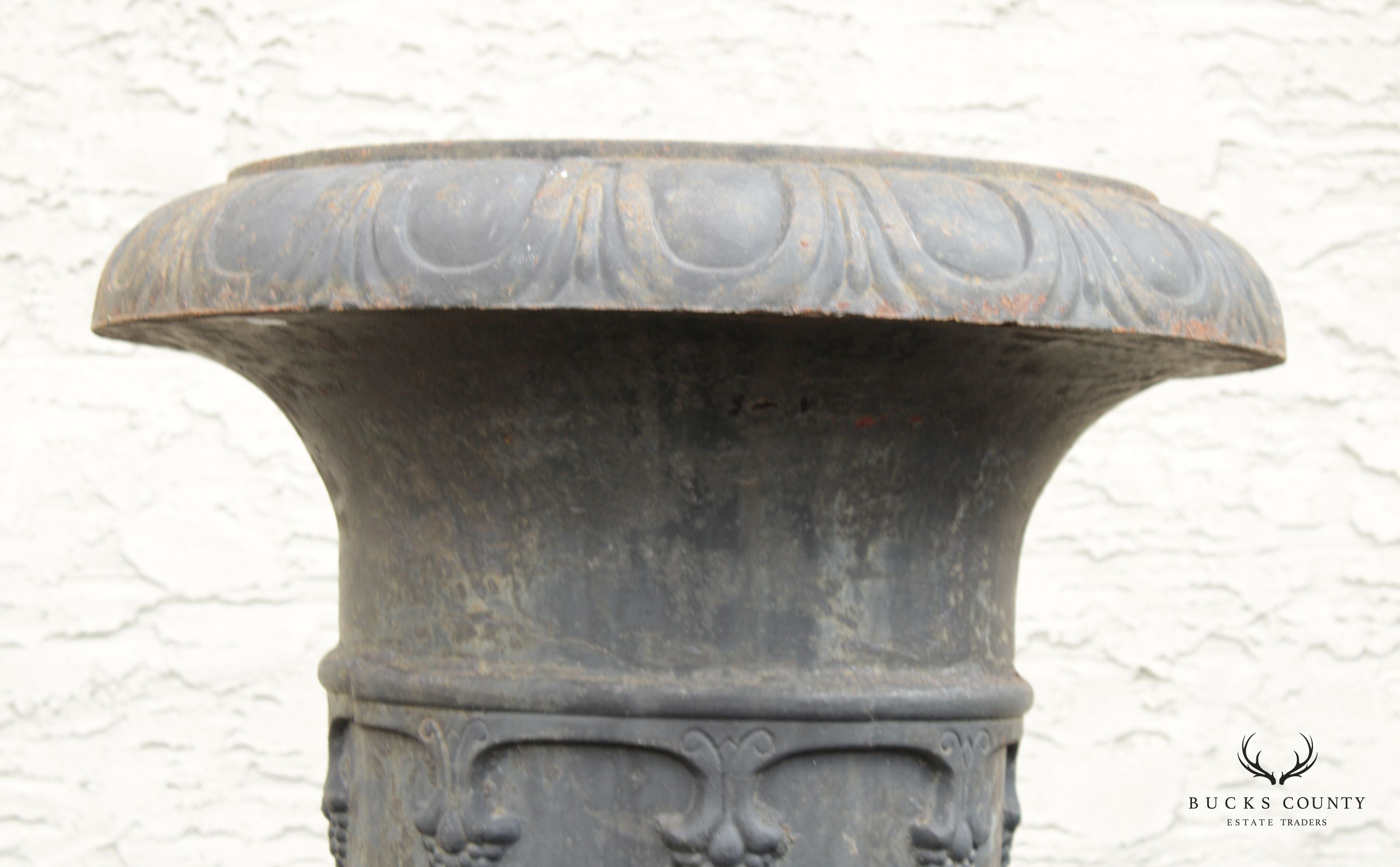 Vintage French Style Cast Iron Garden Urn Planter