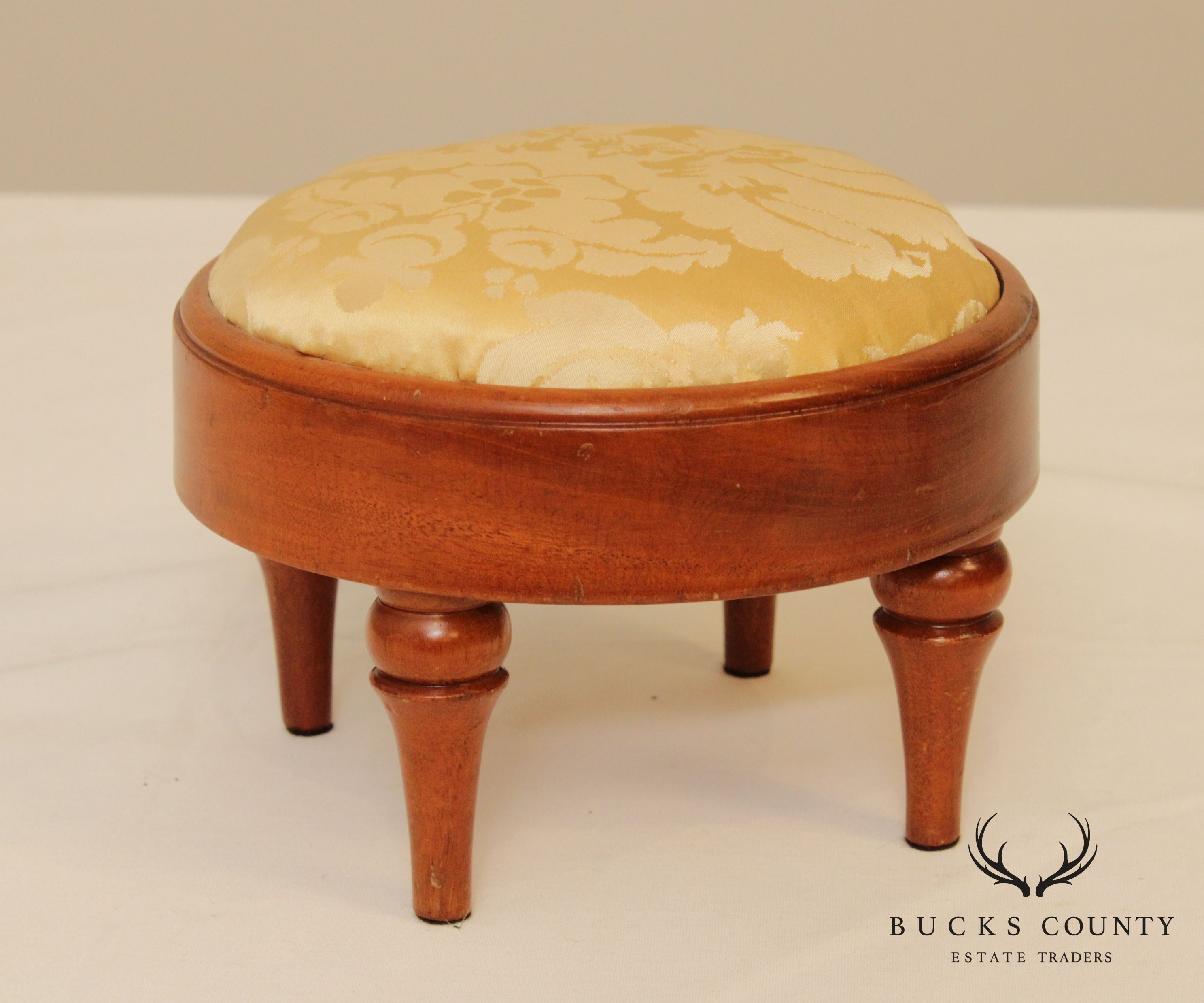 Custom Mahogany Small Round Foot Stool