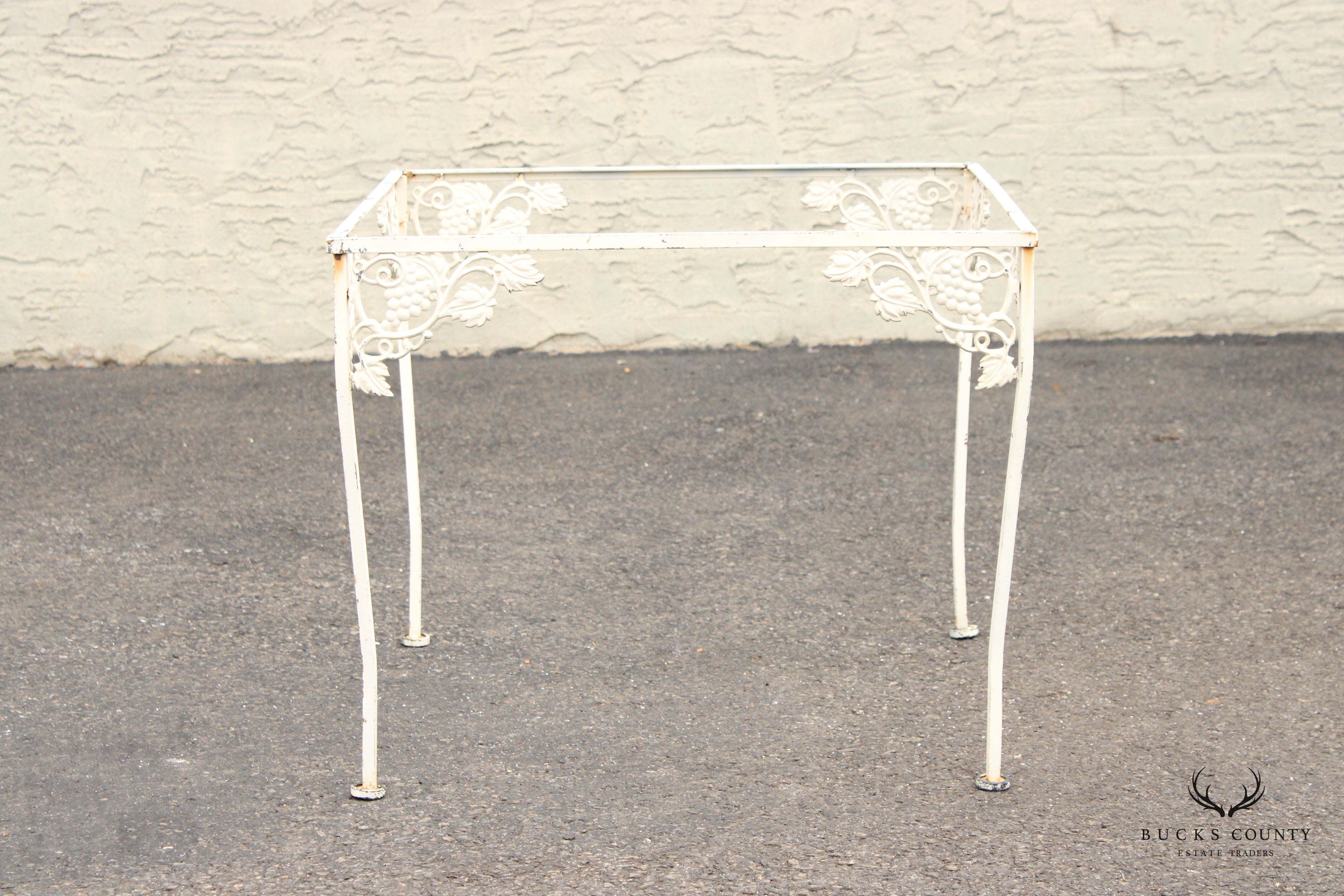 Vintage Wrought Iron Grape Pattern Garden Patio Side Table