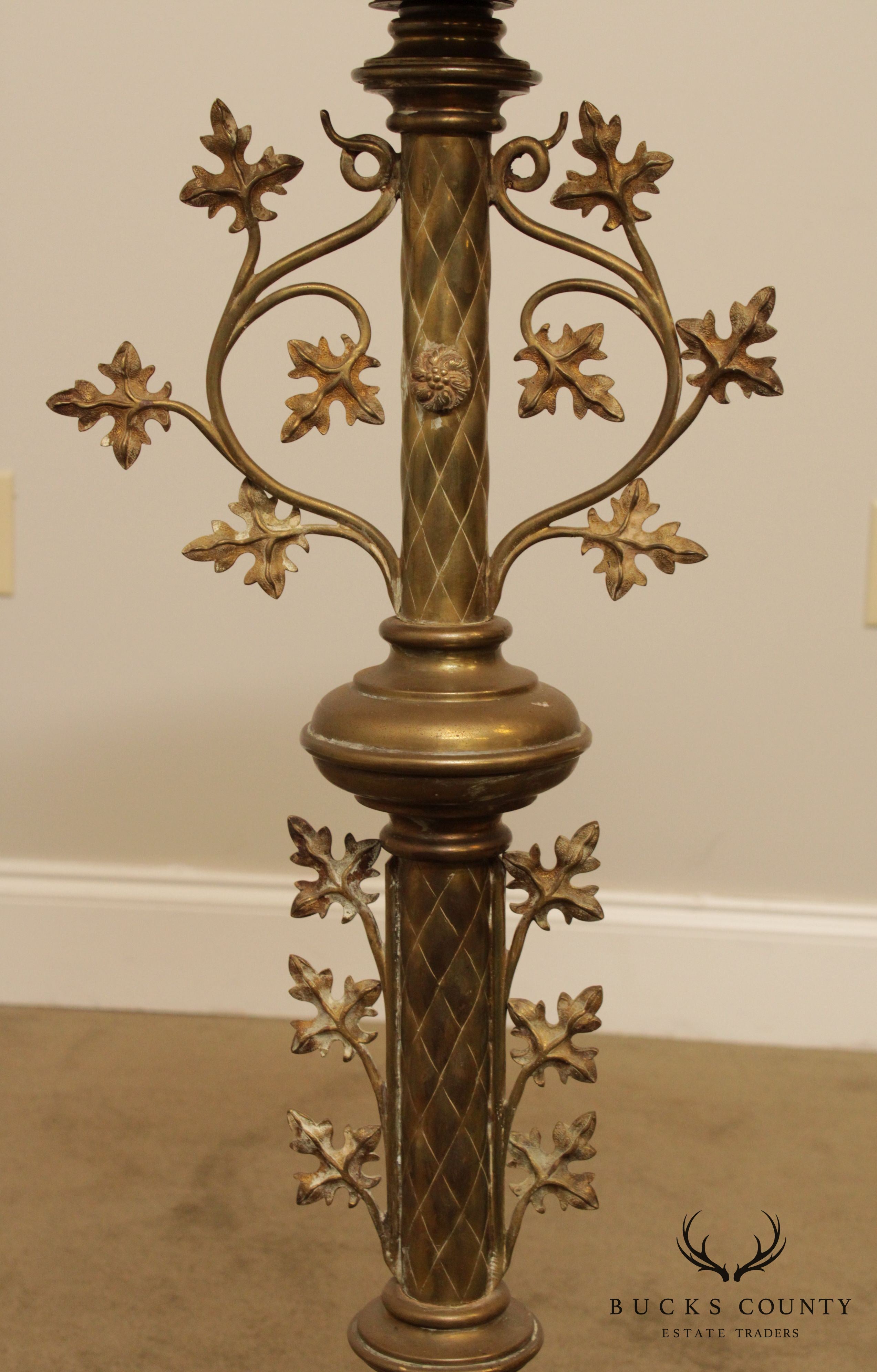 Italian Renaissance Style Antique Brass Marble Top Pedestal