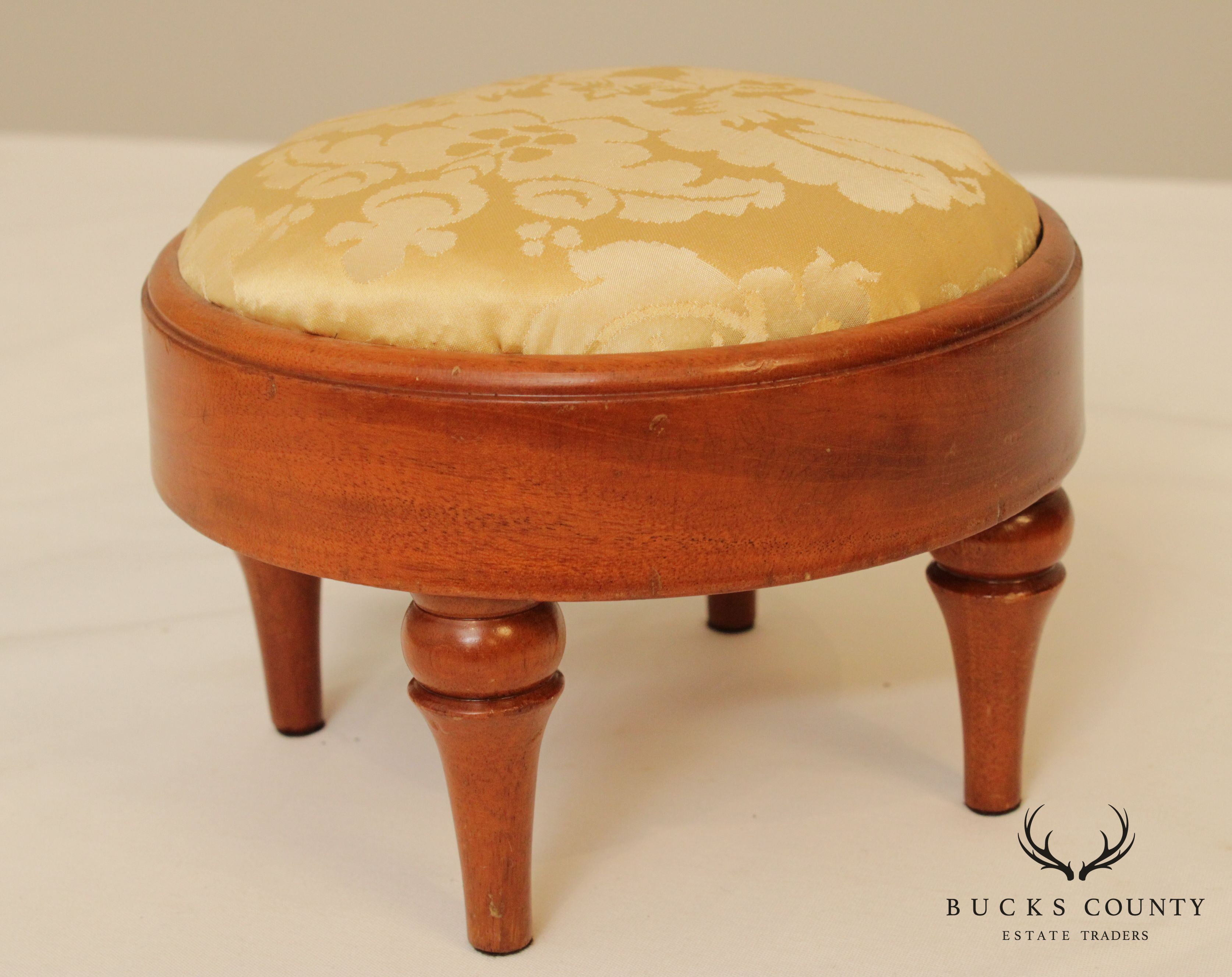 Custom Mahogany Small Round Foot Stool