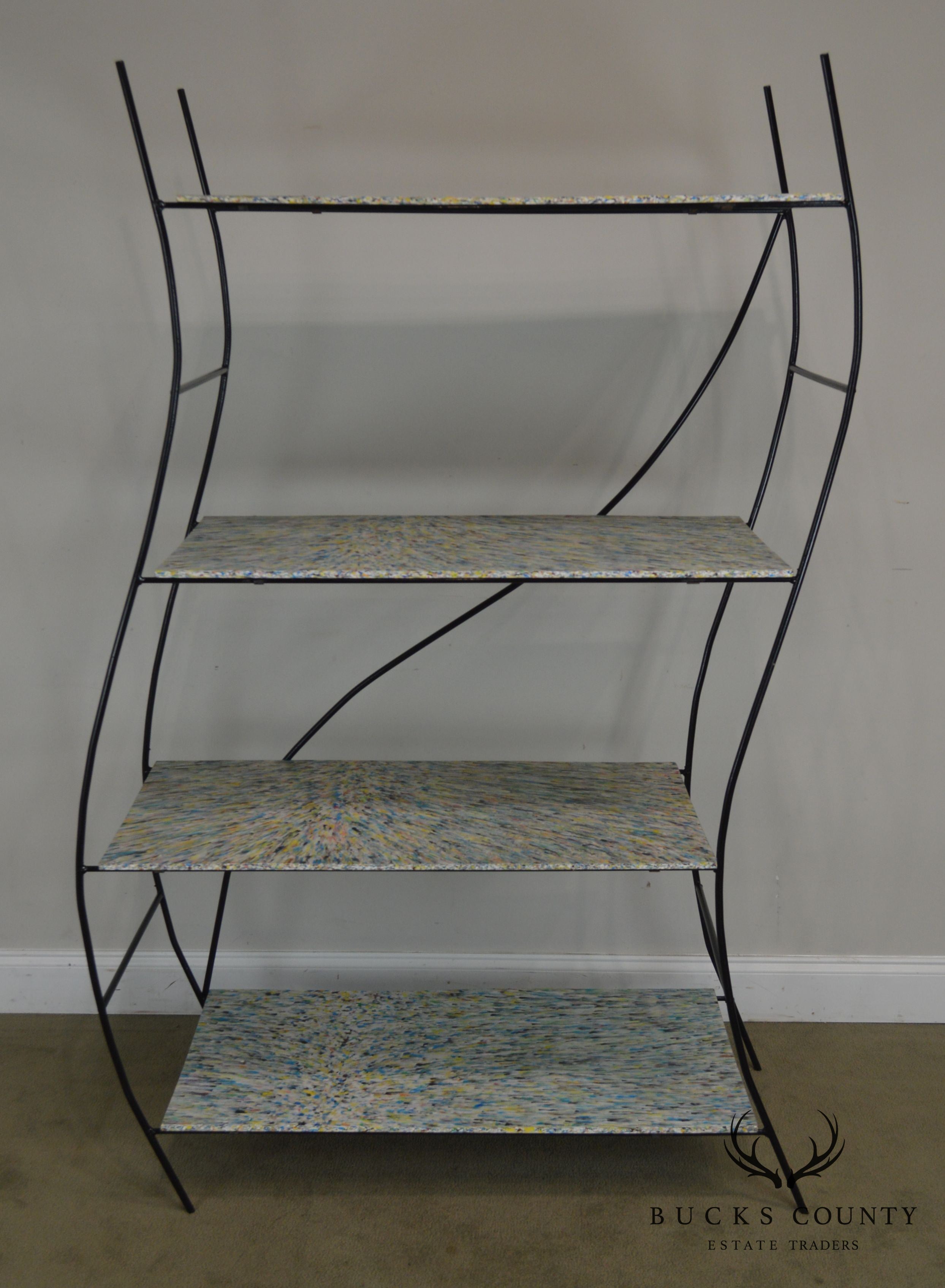 Whimsical Mid Century Modern Iron Etagere Display Rack