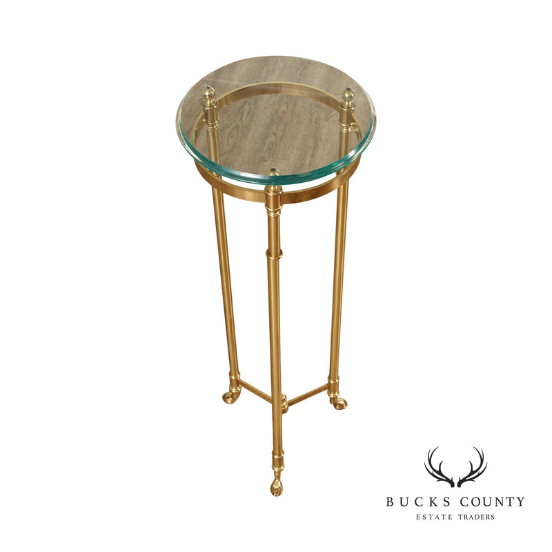 Hollywood Regency Brass and Round Glass Top Plant Stand