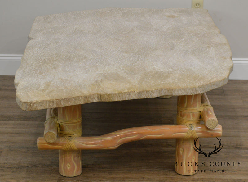 Unusual Faux Branch Large Stone Top Coffee Table