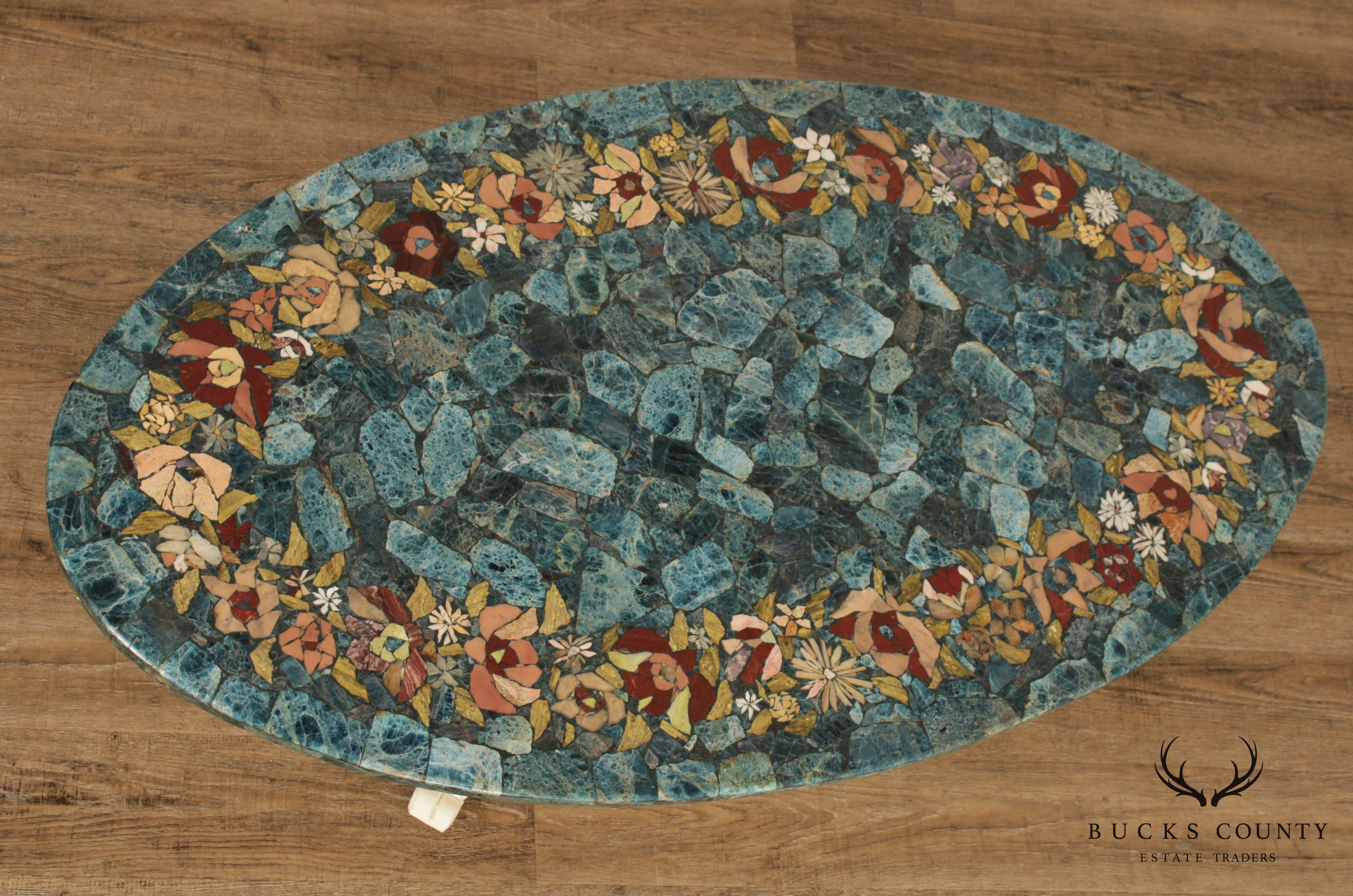 Mid Century Mosaic Marble Top Coffee Table