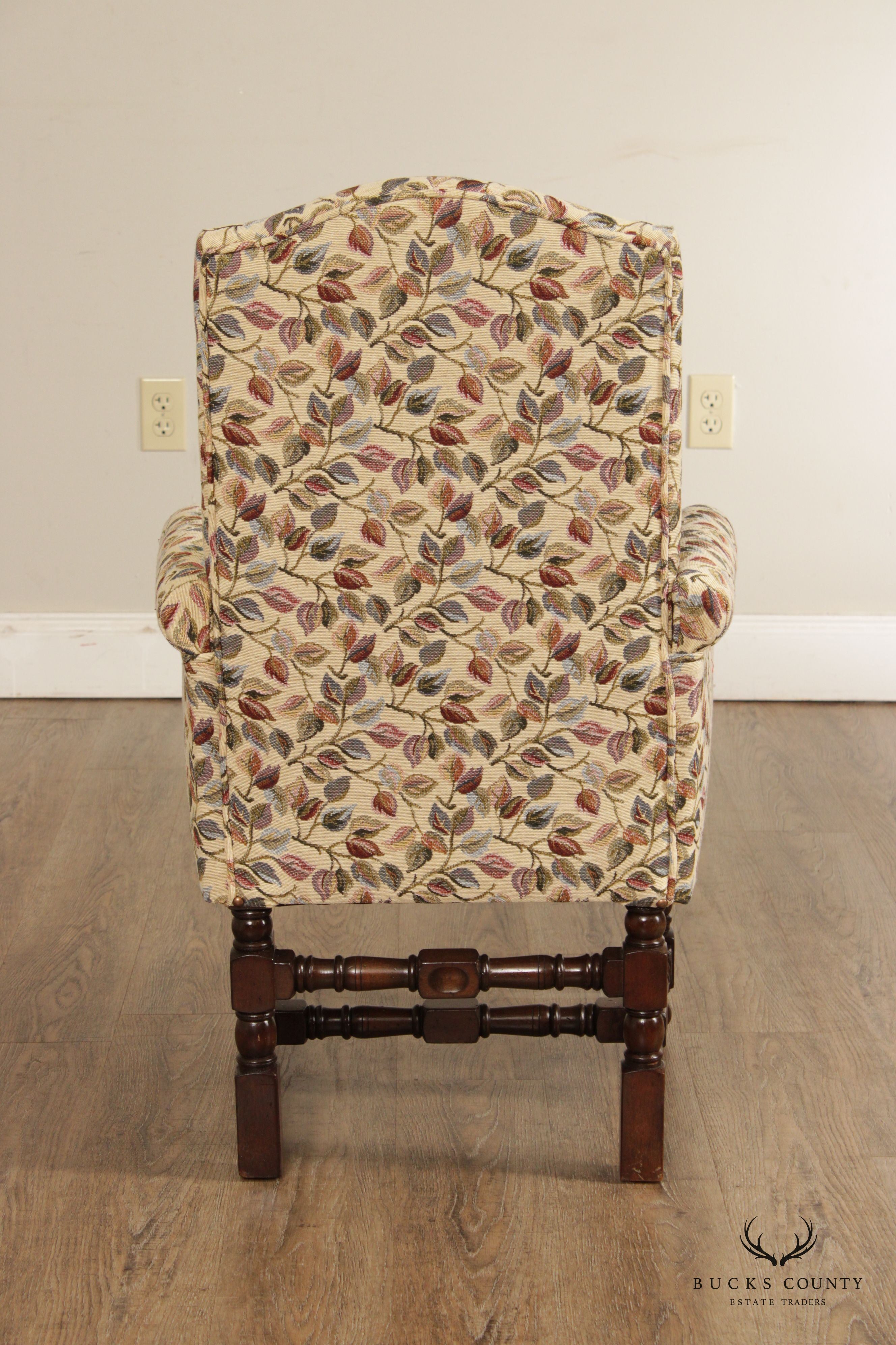 Jacobean Revival Style Pair of Upholstered Children's or Doll Armchairs