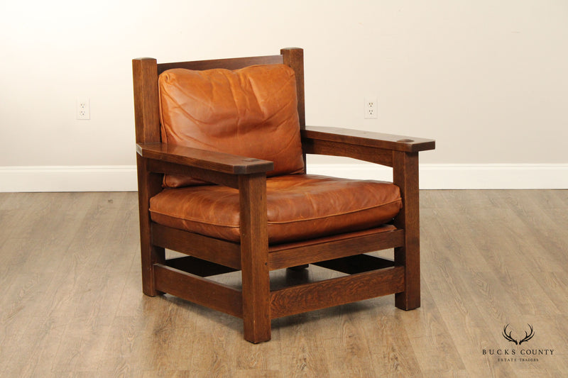 Stickley Mission Collection Oak and Leather Eastwood Armchair