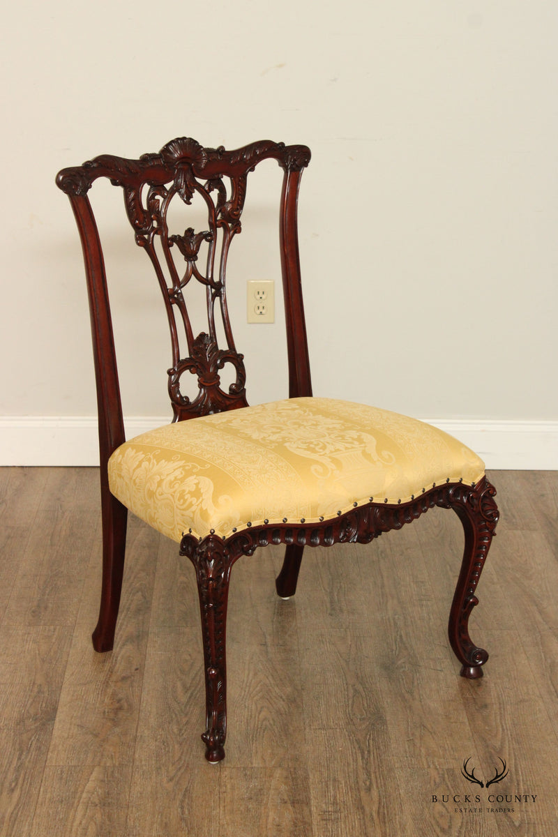 Chippendale Carved Mahogany Set Eight Dining Chairs