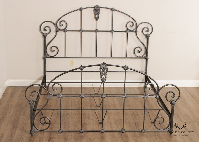 Victorian Style Cast Iron Scroll King Bed Frame
